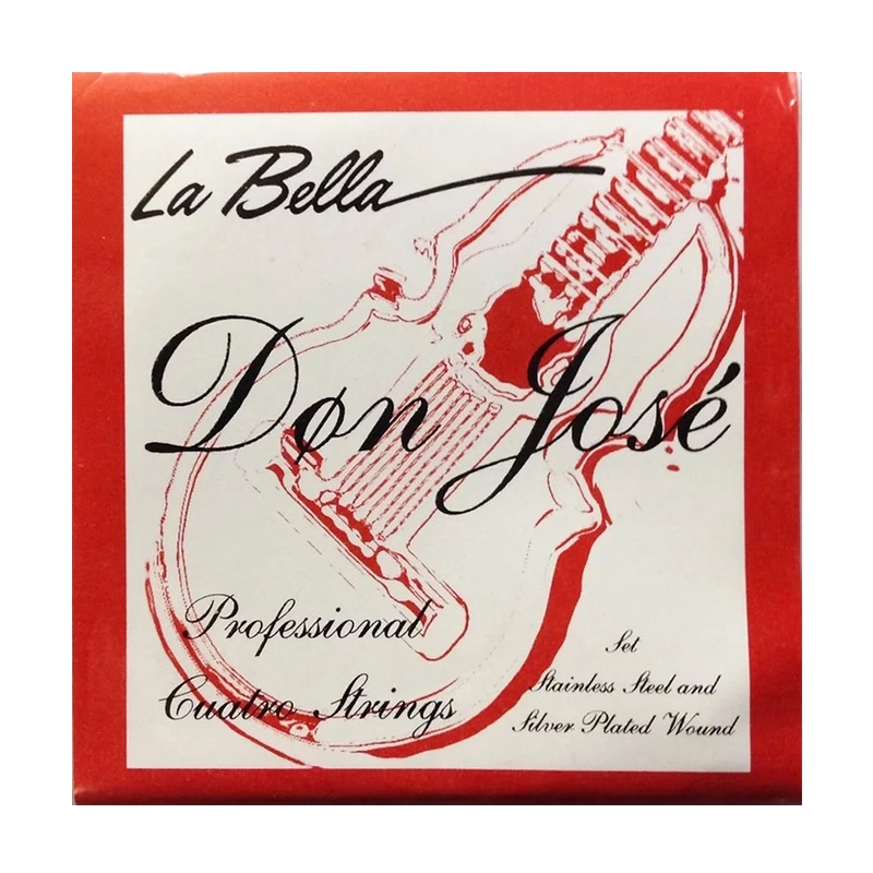 Don Jose Premium Stainless Steel & Silver Plated Cuatro String Set - Professional Quality 4-String Instrument Strings for Puerto Rican Cuatro Players | Perfect for Live Performances, Studio Recording & Traditional Music Practice