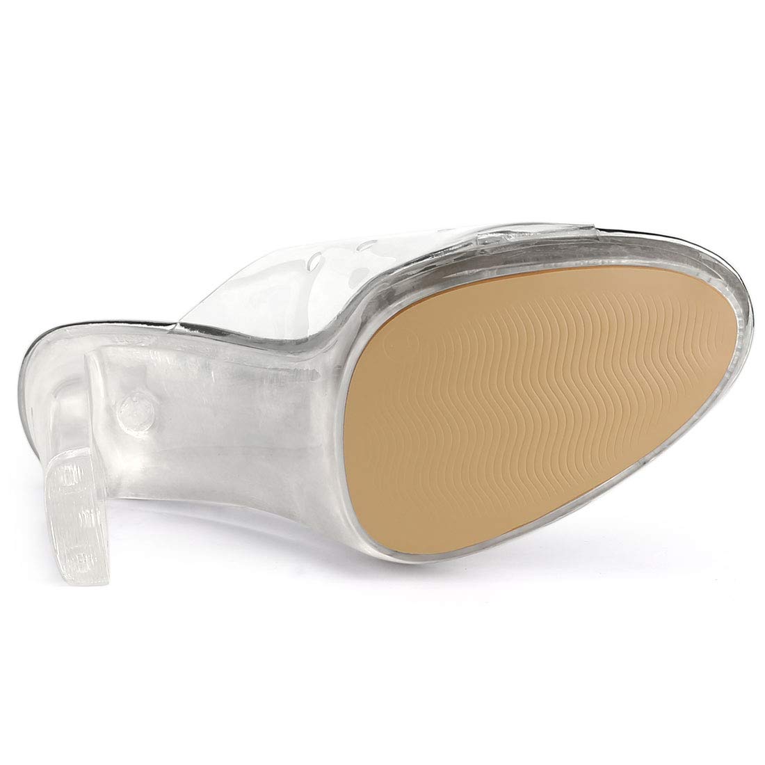 Allegra K Women's Clear Heel Platform Sandals - Chunky Open Toe Slides for Summer, Party & Casual Outfits | Comfortable Dressy Heels for Weddings, Beach & Night Out