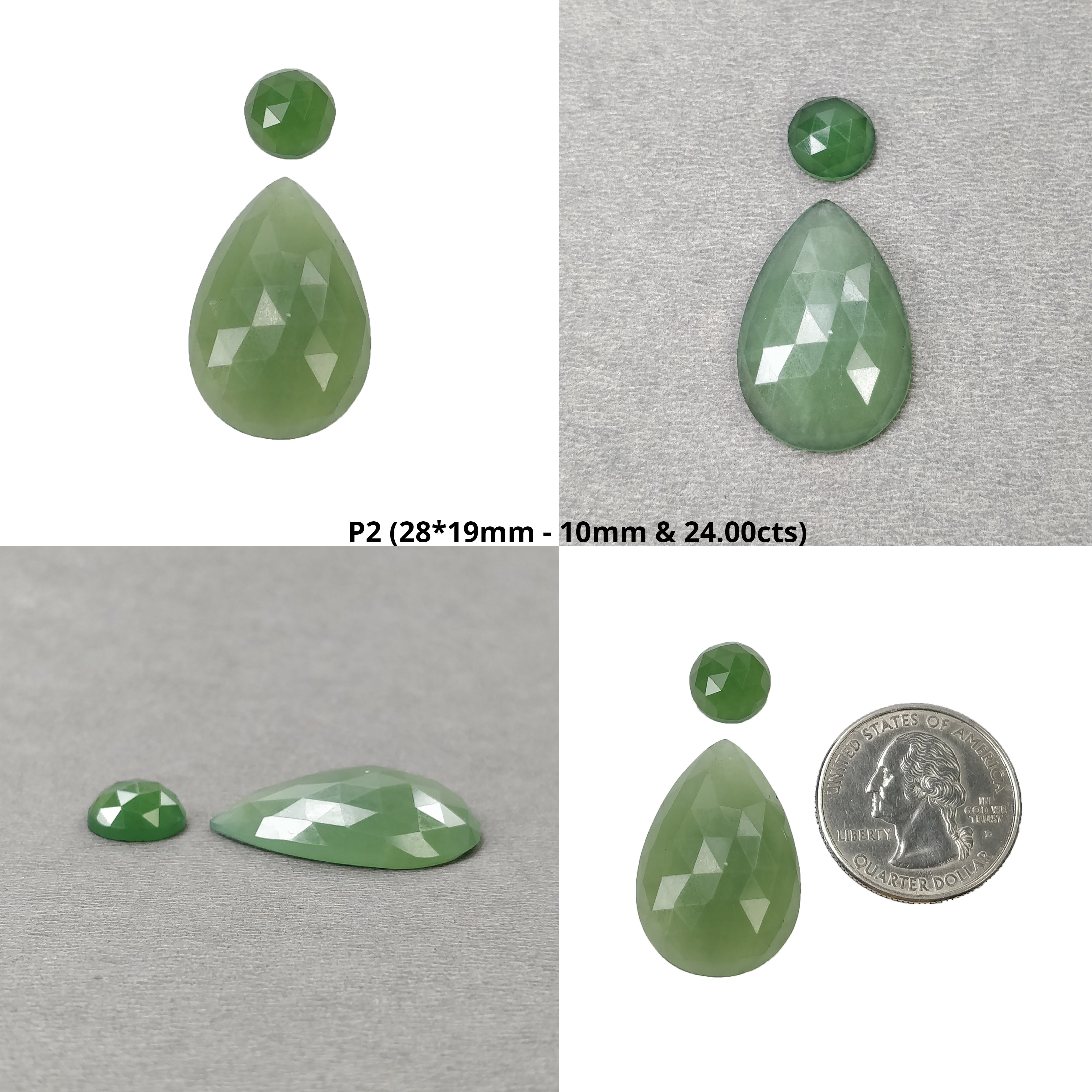 Natural Untreated Antigorite Serpentine Gemstone - Rose Cut Pear & Oval Shape (10mm, 48x34mm) - Single, Pair or Set - Perfect for Jewelry Making, Healing Crystals & Mineral Collections