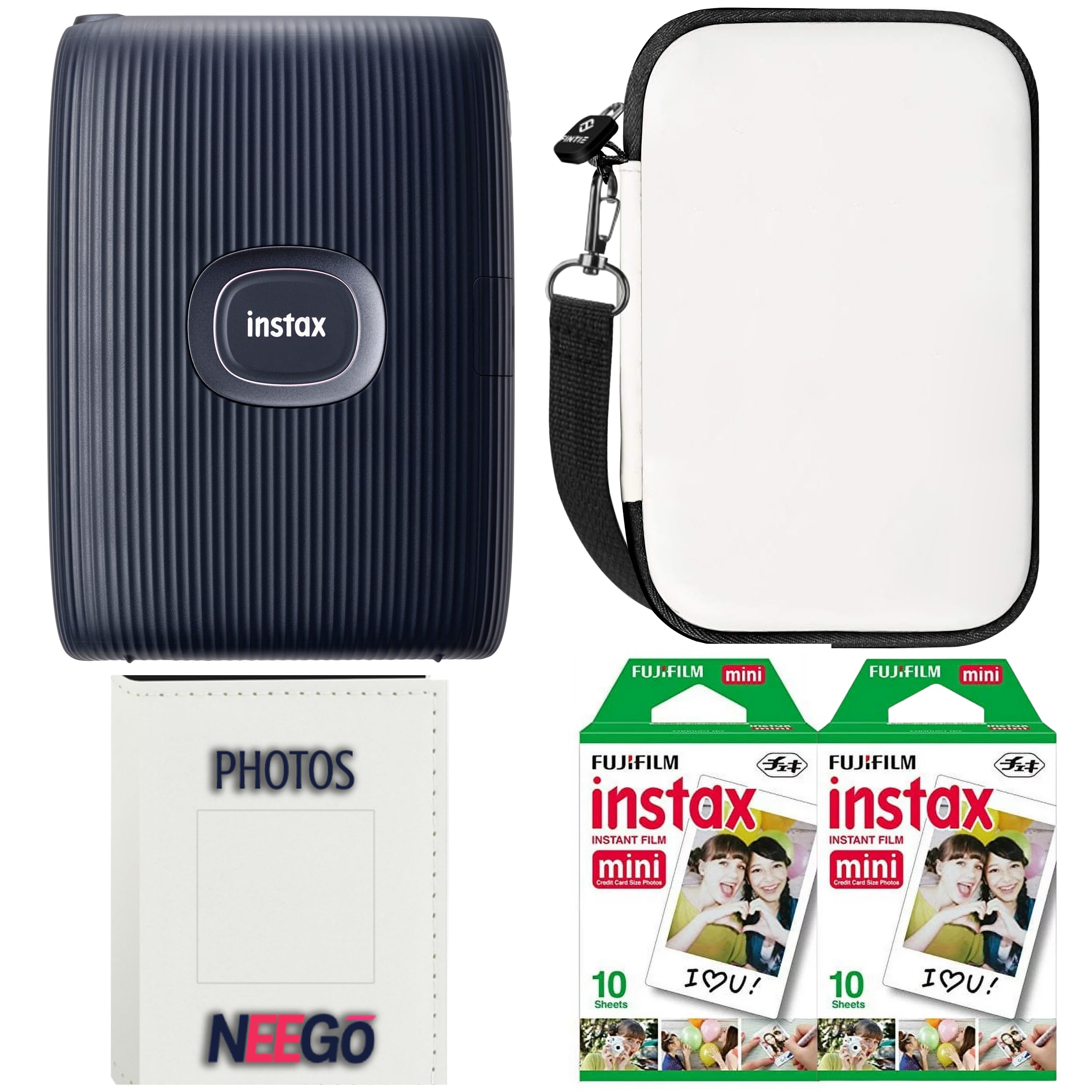 Fujifilm Instax Mini Link 2 Smartphone Printer - Wireless Instant Photo Printer for iPhone & Android, Polaroid Style Prints with Fuji Instax Mini Film (20 Sheets Included), Space Blue - Perfect for Parties, Travel Memories & DIY Scrapbooking