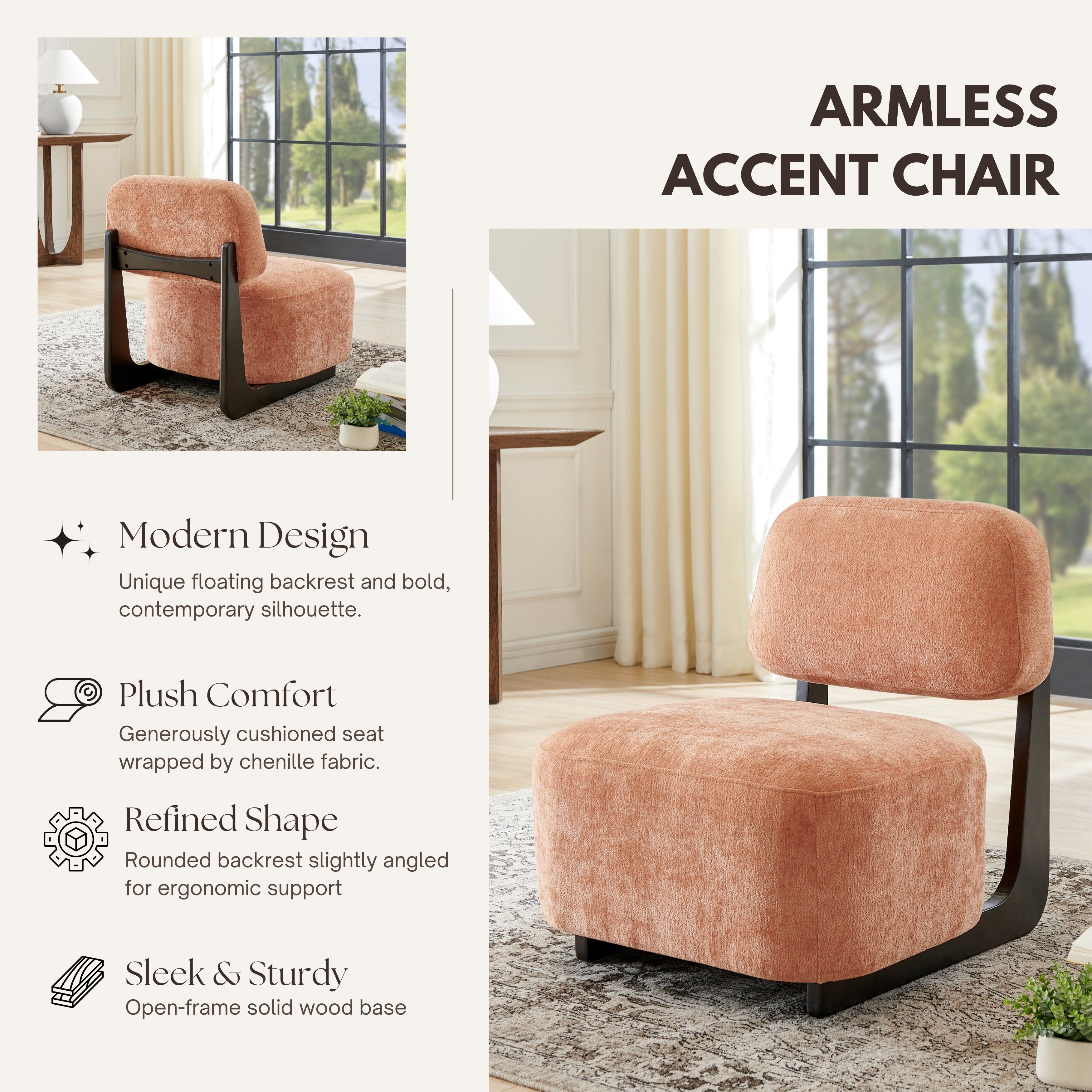 Solara Modern Accent Chair with Solid Wood Frame - Roundhill Furniture - Stylish Living Room Seating for Home & Office Decor