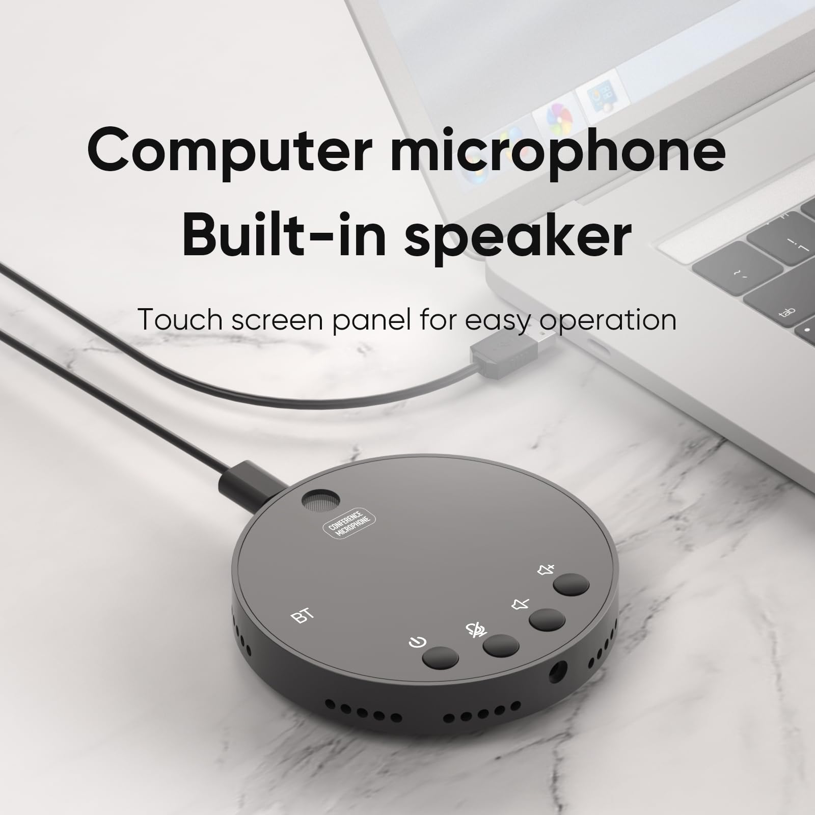 YIWENG USB Conference Speakerphone with Bluetooth - 360° Omnidirectional Condenser Mic for PC & Computer - Plug & Play with Mute/Volume Control - Ideal for Online Meetings, Webinars & Remote Work