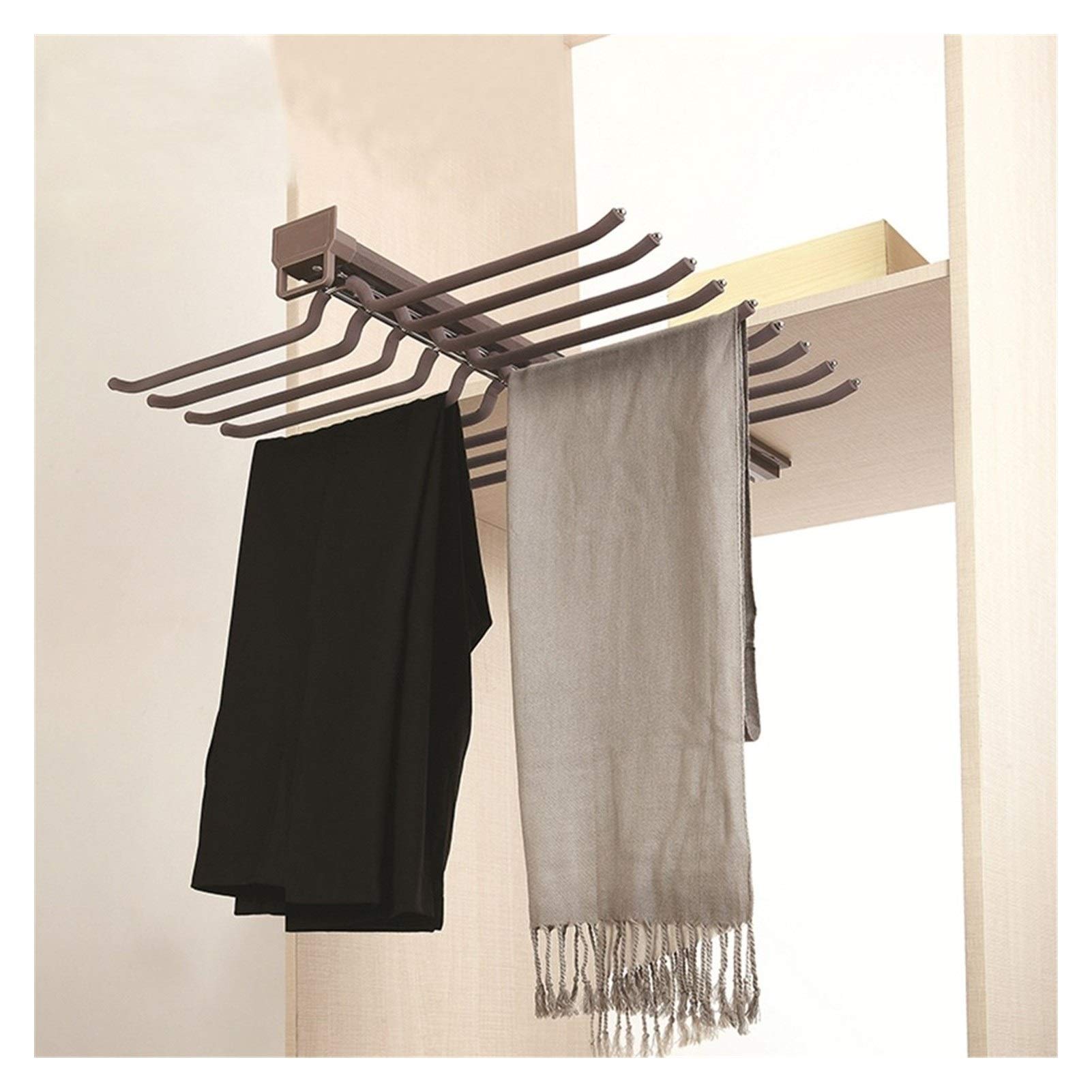 Space Saving Sliding Hanger Rail - Adjustable Pull Out Closet Organizer for Pants, Ties & Scarves | Non-Slip Wardrobe Rack with Swing Arm | Perfect for Home Closet Organization & Small Space Storage Solutions