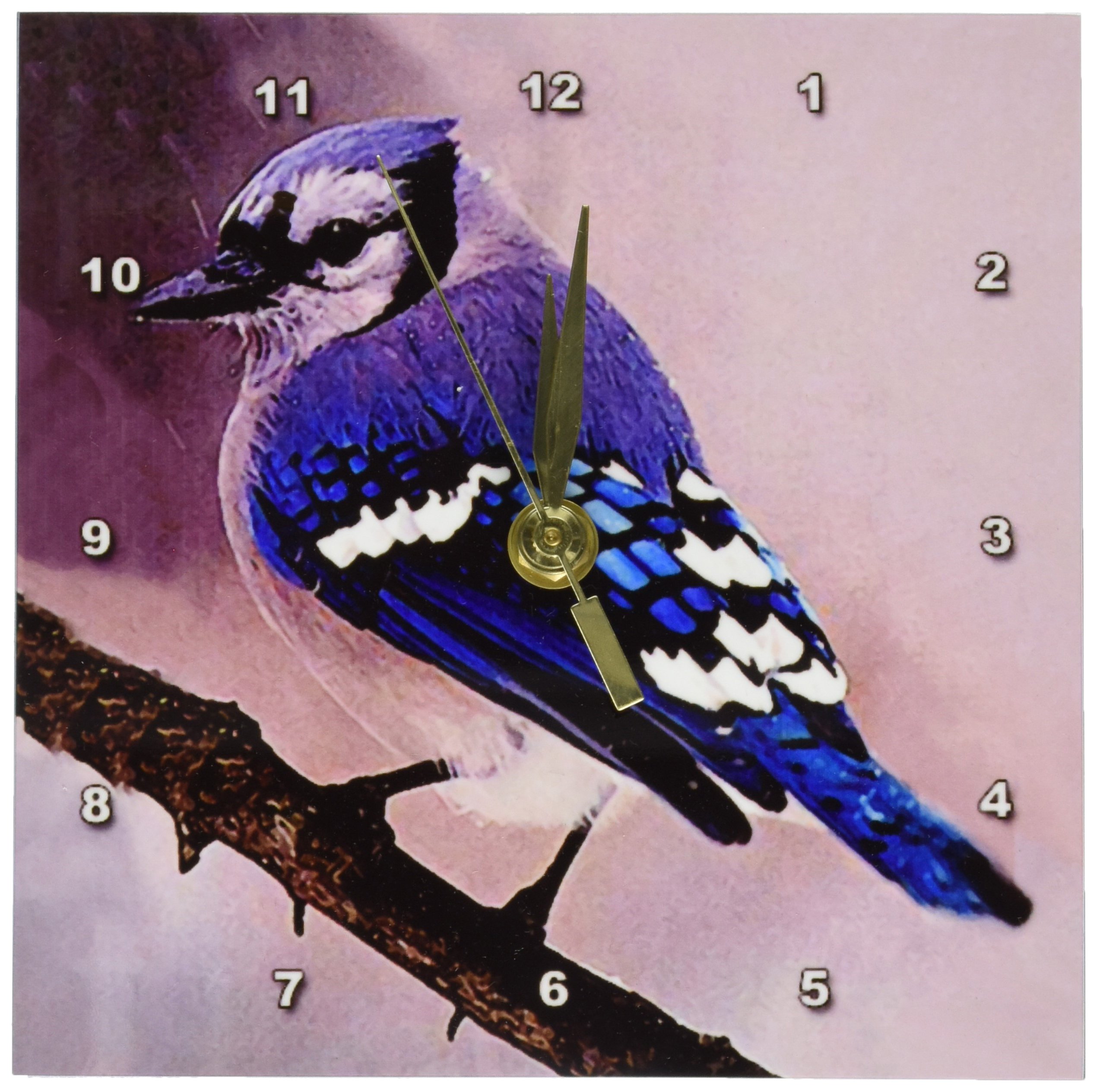 3Drose Blue Jay Desk Clock - 6x6 Inch Wooden Wall Clock with Silent Movement, Perfect for Home, Office, or Gift Giving