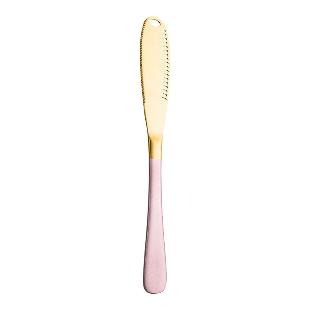 Premium Stainless Steel Serrated Cheese Bread Steak Butter Knife Set - Gold & Pink Multifunctional Kitchen Cutlery for Slicing, Spreading & Serving - Perfect for Dinner Parties, BBQs & Gourmet Cooking