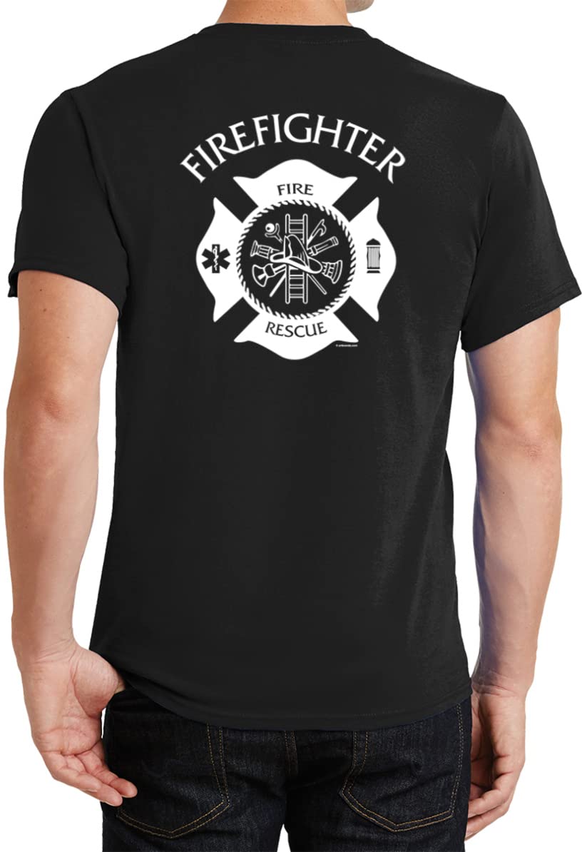 Firefighter Fire Rescue T-Shirt - Front & Back Print - First Responder Apparel for Firemen & EMS - Perfect for Fire Department Events & Training