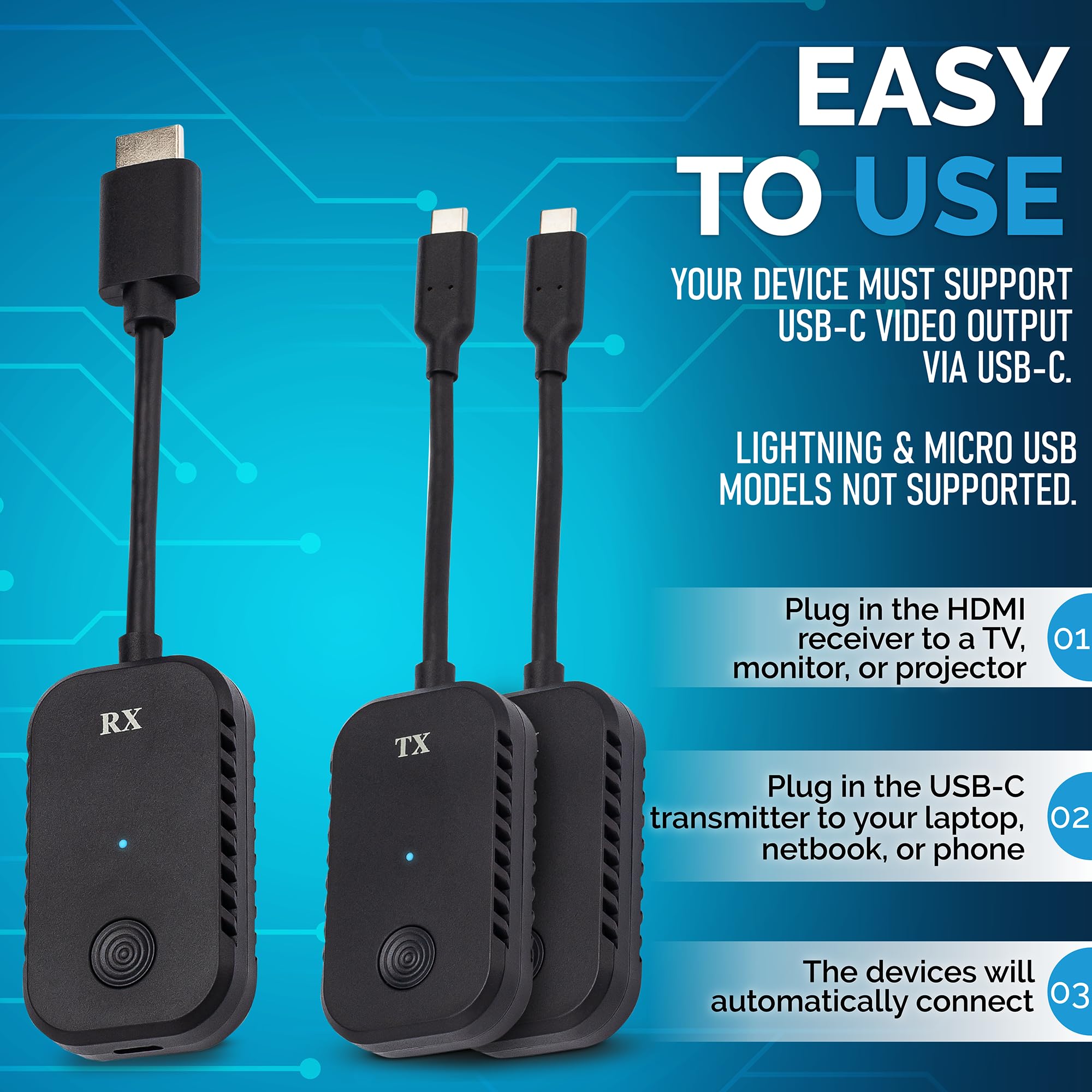 ClearClick Present+Share (USB-C Edition) - Wireless Presentation System for Laptops & Smartphones | 2 USB-C Transmitters & 1 HDMI Receiver | Perfect for Meetings, Classrooms & Remote Presentations