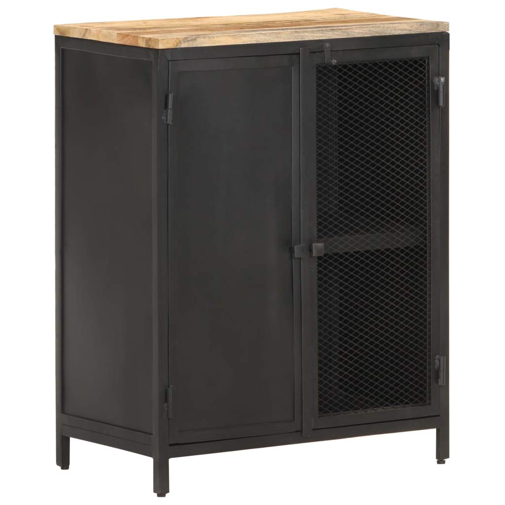 Classic Wooden Side Cabinet with 2 Doors & Iron Legs - 23.6