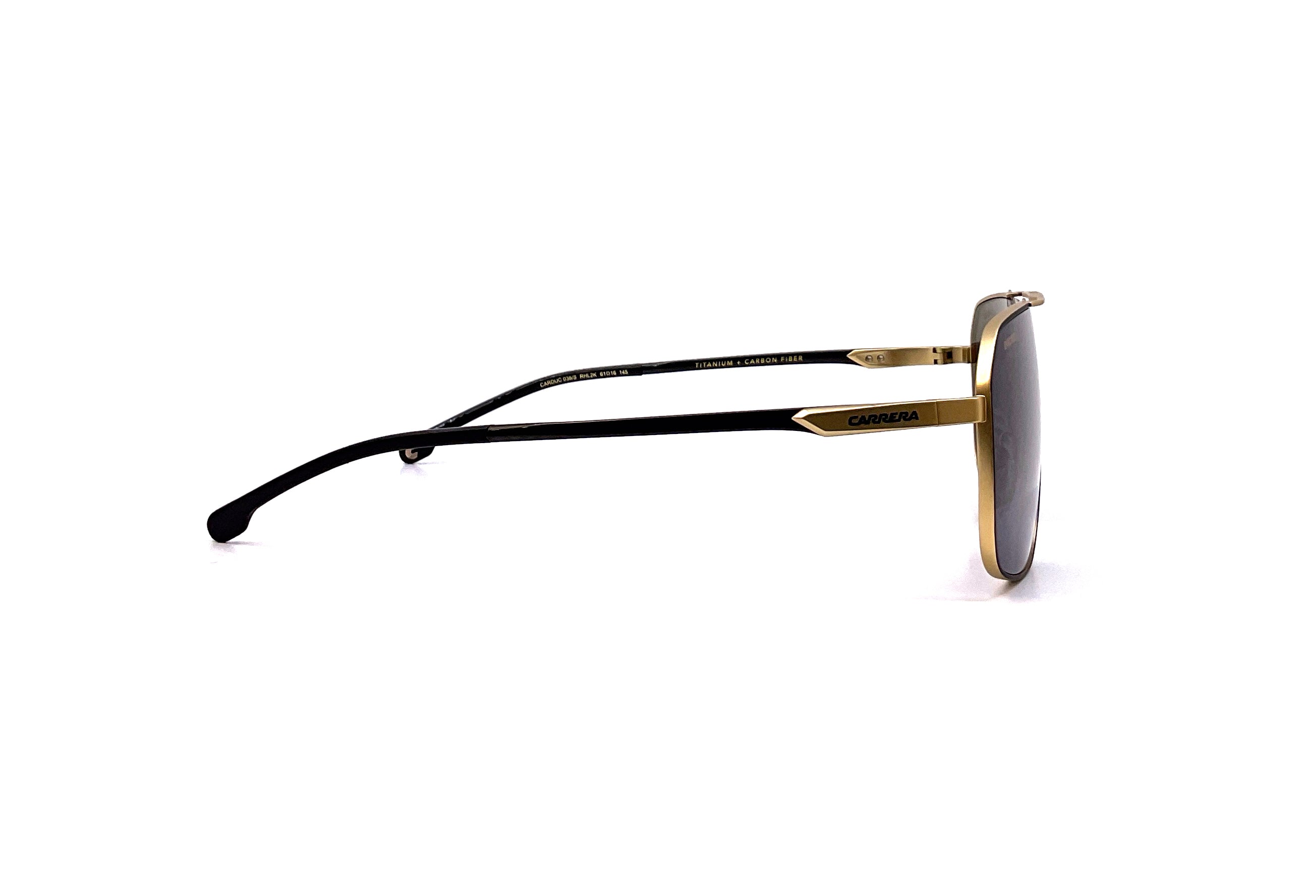 Carrera 038/S Sunglasses - Gold & Black Aviator Style for Men & Women | UV Protection, Fashion Eyewear for Outdoor Activities, Driving, and Travel