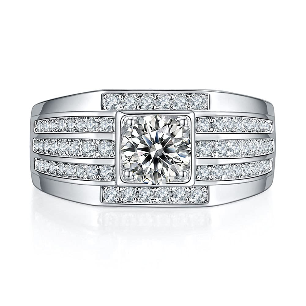 1 ct Moissanite Engagement Ring for Men - Personalized 925 Sterling Silver Wedding Band, Anniversary Gift for Him - Perfect for Proposals, Weddings & Special Occasions