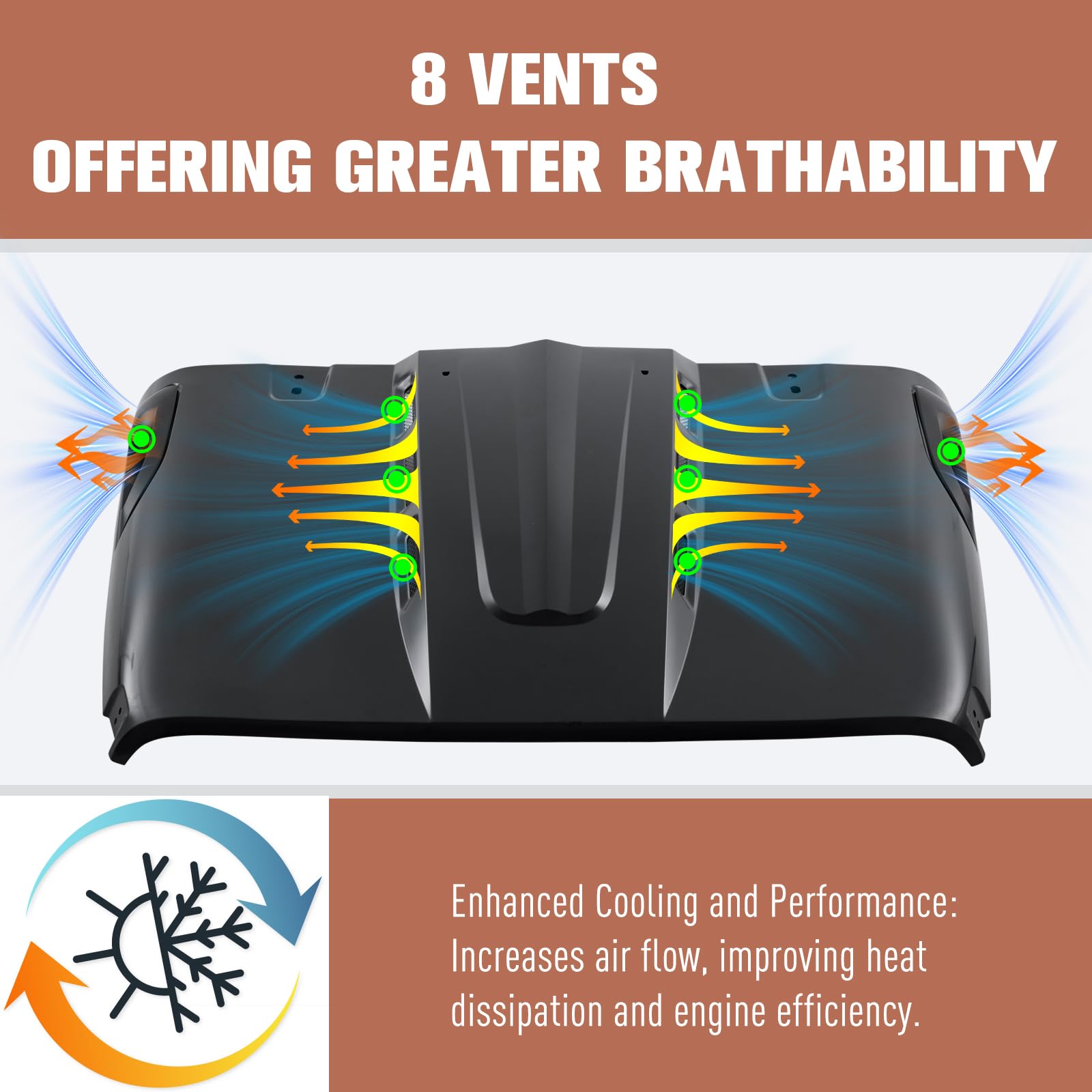 CALLIERT Heat Dispersion Hood for Jeep Wrangler JL (2018-2025) & Gladiator JT (2020-2025) - Steel Hood with Air Vents for Better Engine Cooling | Off-Road & Daily Driving Upgrade