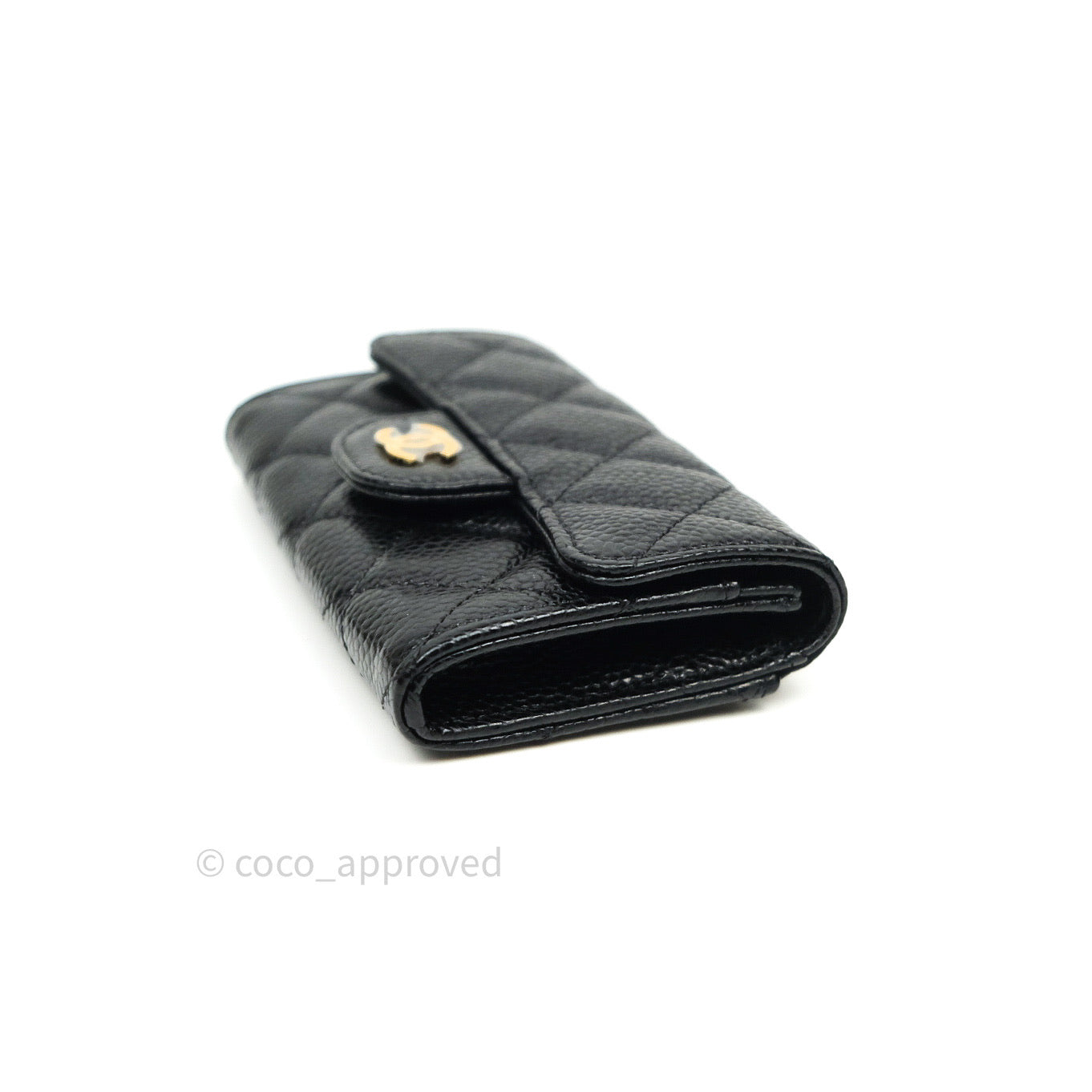 Chanel Caviar Quilted Flap Card Holder Wallet - Black with Gold Hardware | Luxury Compact Wallet for Women, Perfect for Everyday Use & Special Occasions