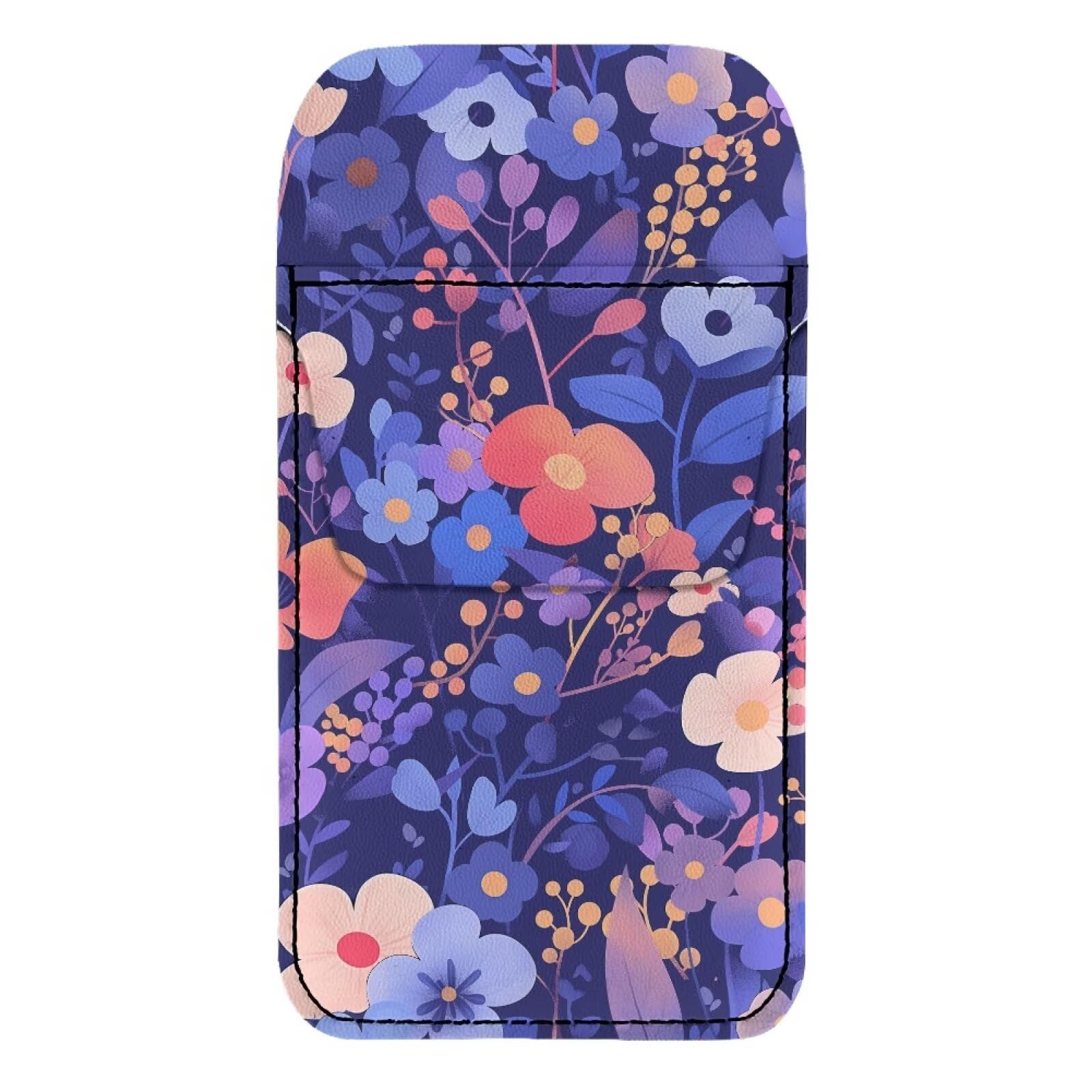 Purple Leather Watercolor Floral Pen Holder Pouch - Pocket Organizer for Shirts, Lab Coats & Pants | Women's Pocket Protector for Pens & Pencils | Perfect for Nurses, Teachers & Office Professionals