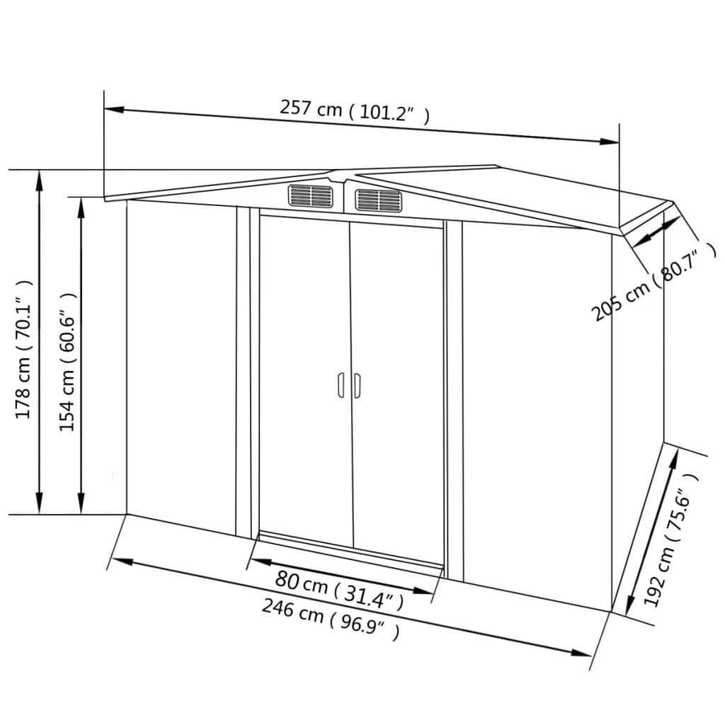 vidaXL Metal Garden Storage Shed - Outdoor Tool Shed for Gardening Equipment, Lawn Mowers & Yard Tools | Weather-Resistant Steel Utility Shed for Backyard, Patio & Garage Storage