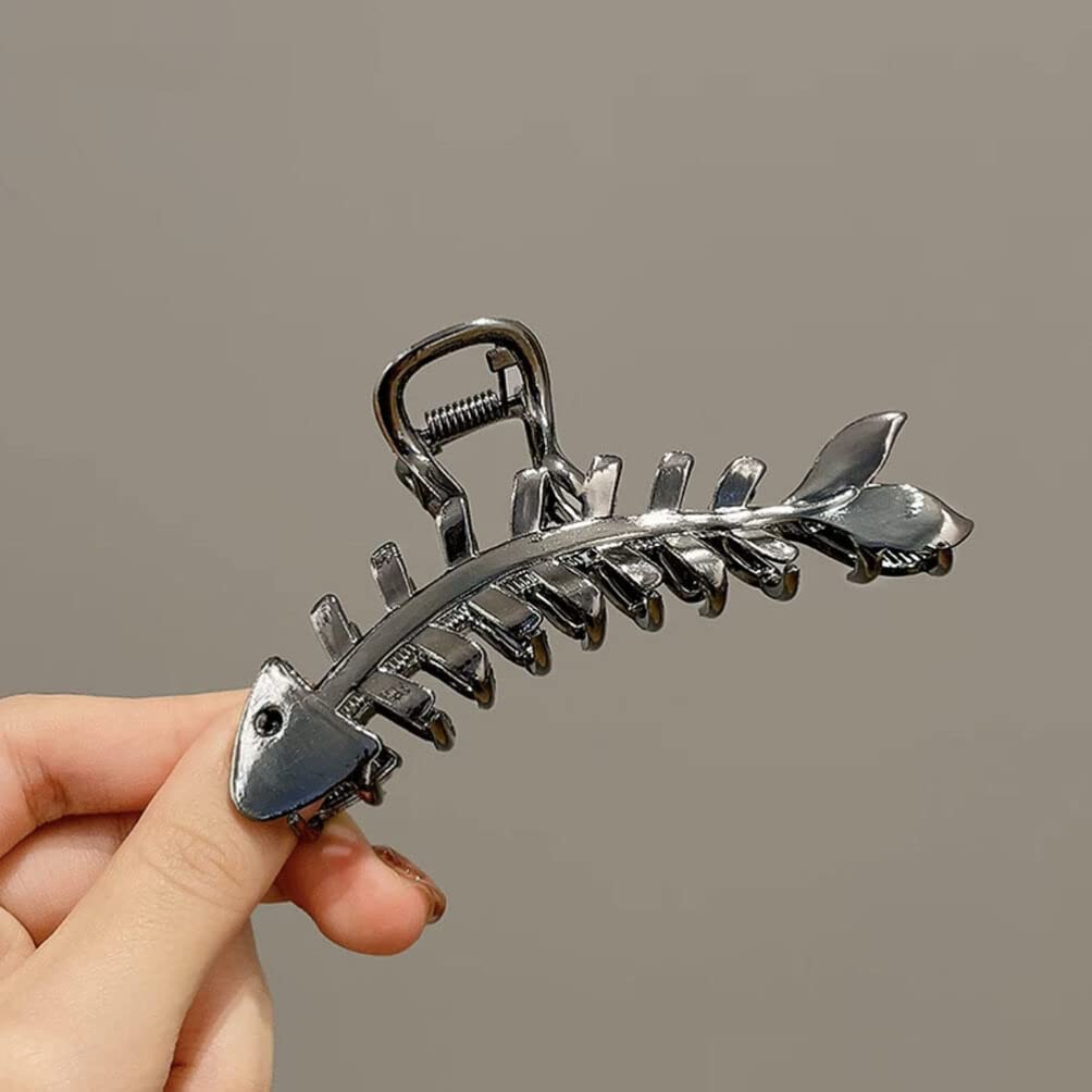 EXCLUZO 3-Pack Metal Fishbone Hair Clips - Large Non-Slip Jaw Clips for Women with Thick or Thin Hair | Perfect for Updos, Ponytails & Everyday Hairstyles