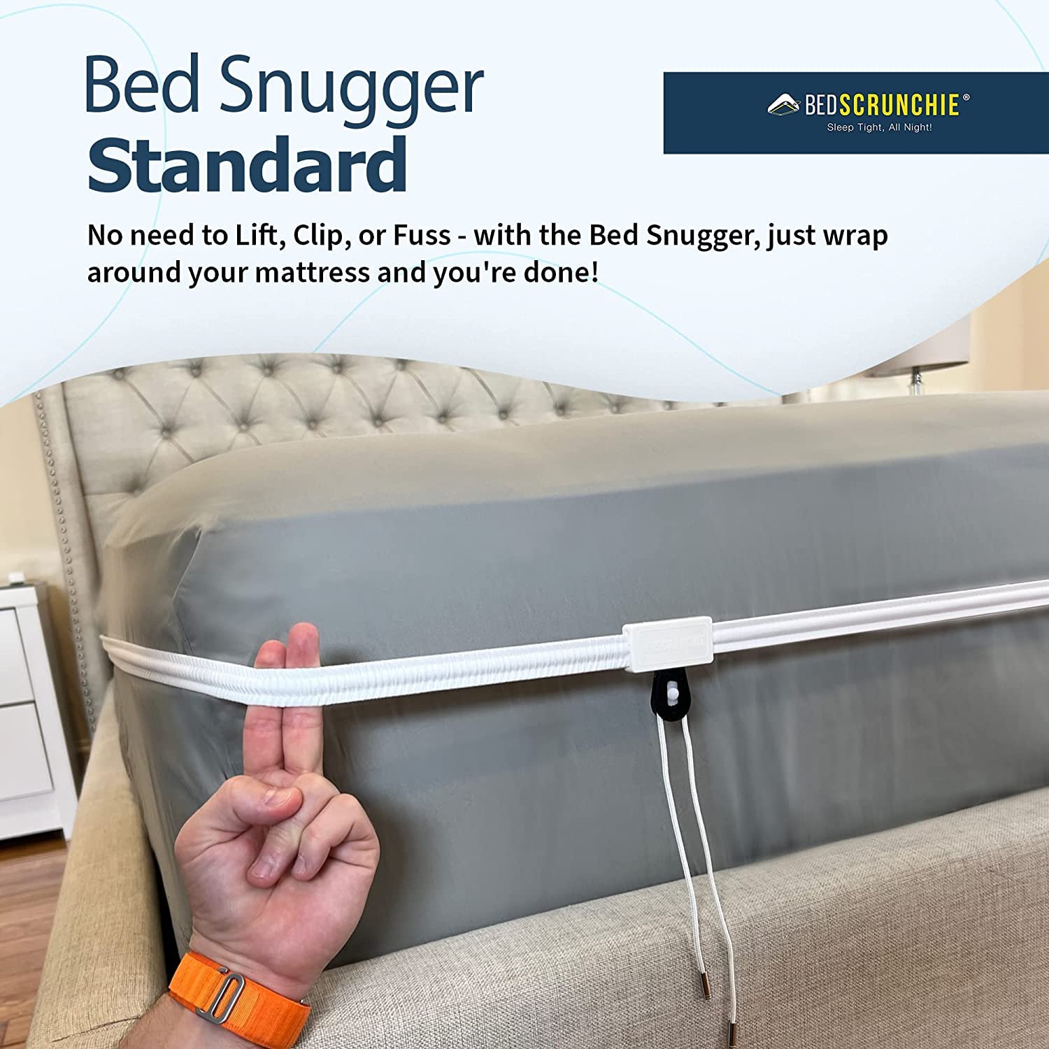 Bed SNUGGER - Universal Mattress Blanket Holder Band - Fits All Bed Sizes (Twin, Queen, King) - 360° Sheet & Blanket Tightener - No More Loose Bedding - Perfect for Hotels, Dorms, and Home Use