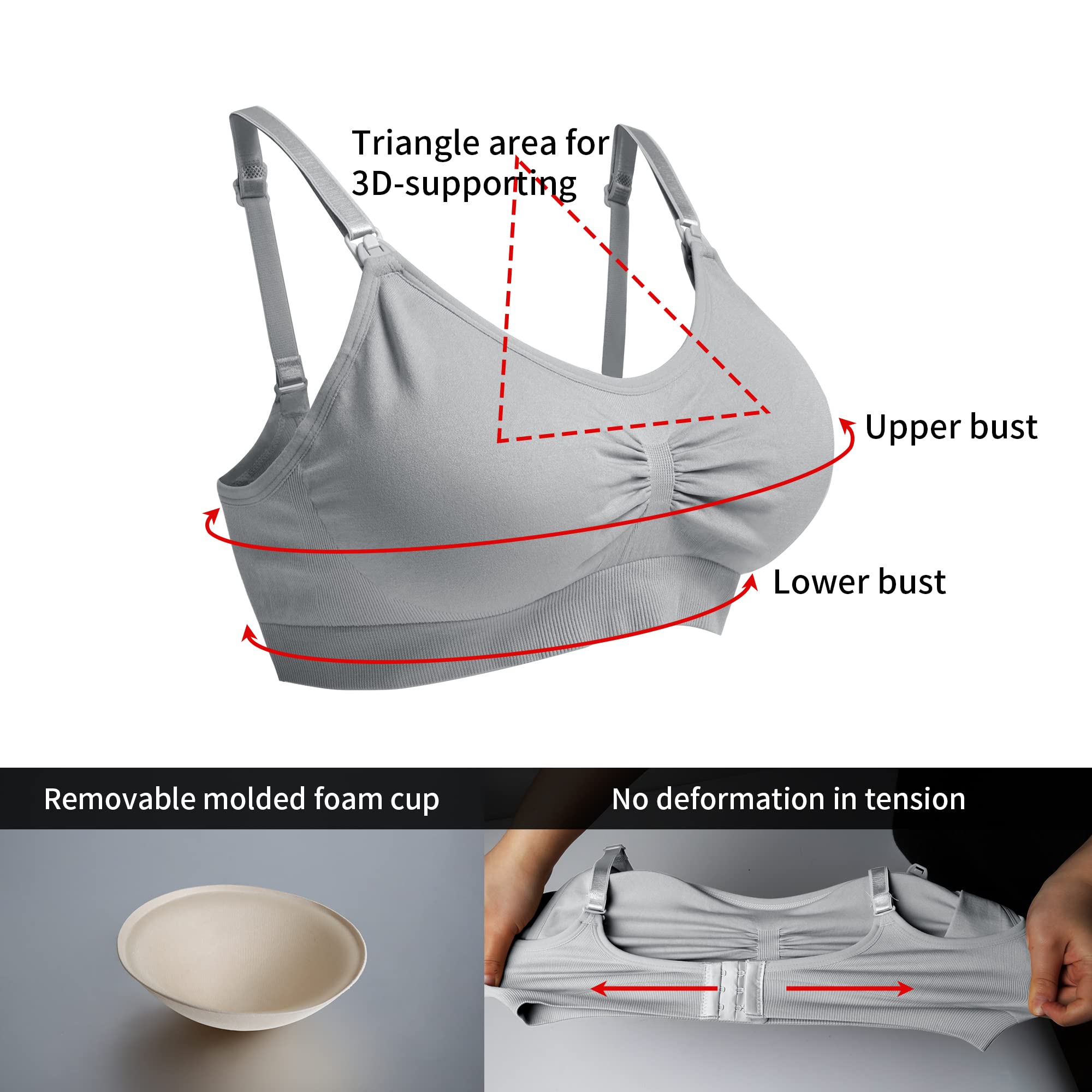 Comfortable Maternity Nursing Bra - Seamless Breastfeeding Bras for Women, 3 Pack (Sizes S-XXL) - Perfect for Pregnancy, Postpartum & Nursing Moms