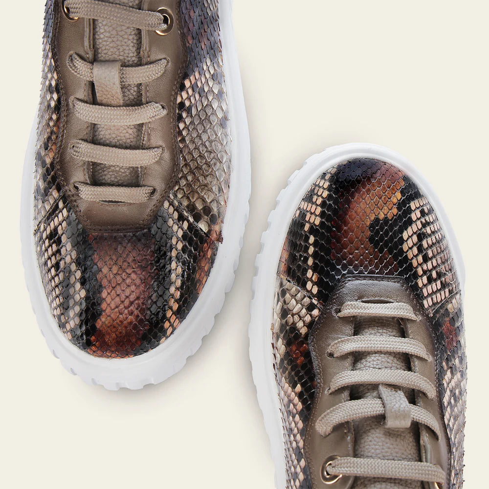 Women's Cuadra Beige Python Sneakers - Fashionable & Comfortable Casual Shoes for Walking, Travel & Everyday Wear