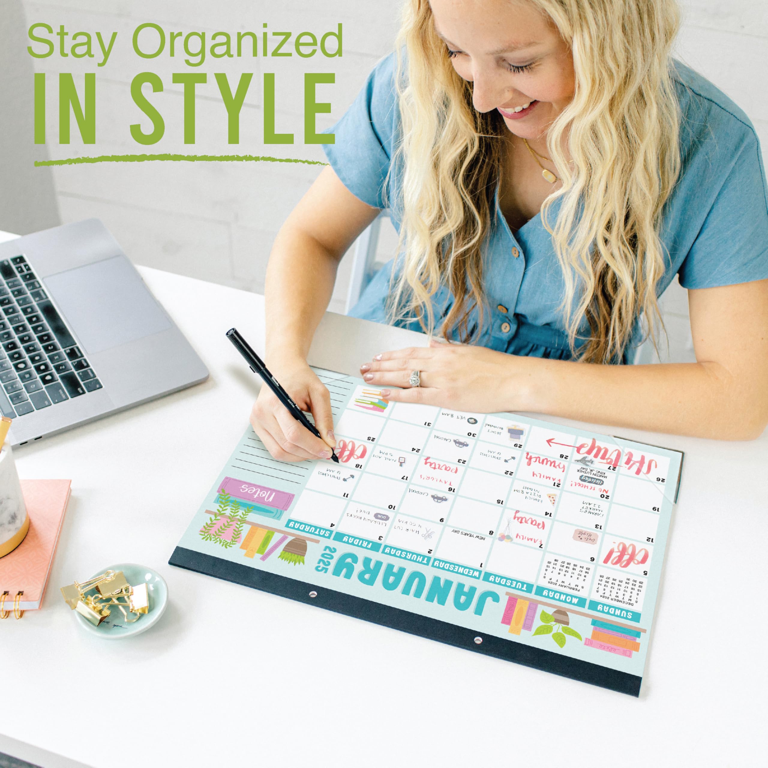 Hadley Designs 2025-2026 Large 18-Month Desk Calendar | 17