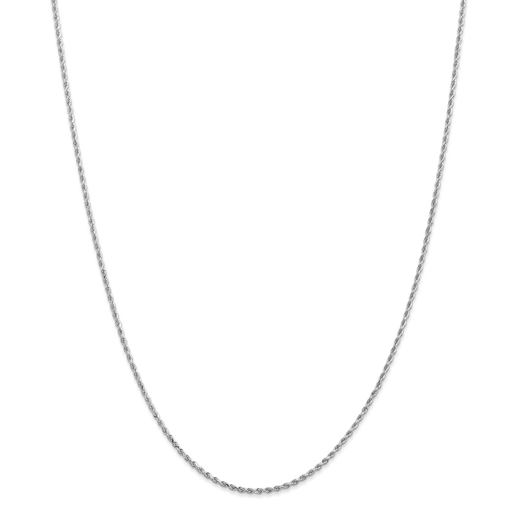 10K White Gold 1.75mm Diamond-Cut Rope Chain Necklace 16
