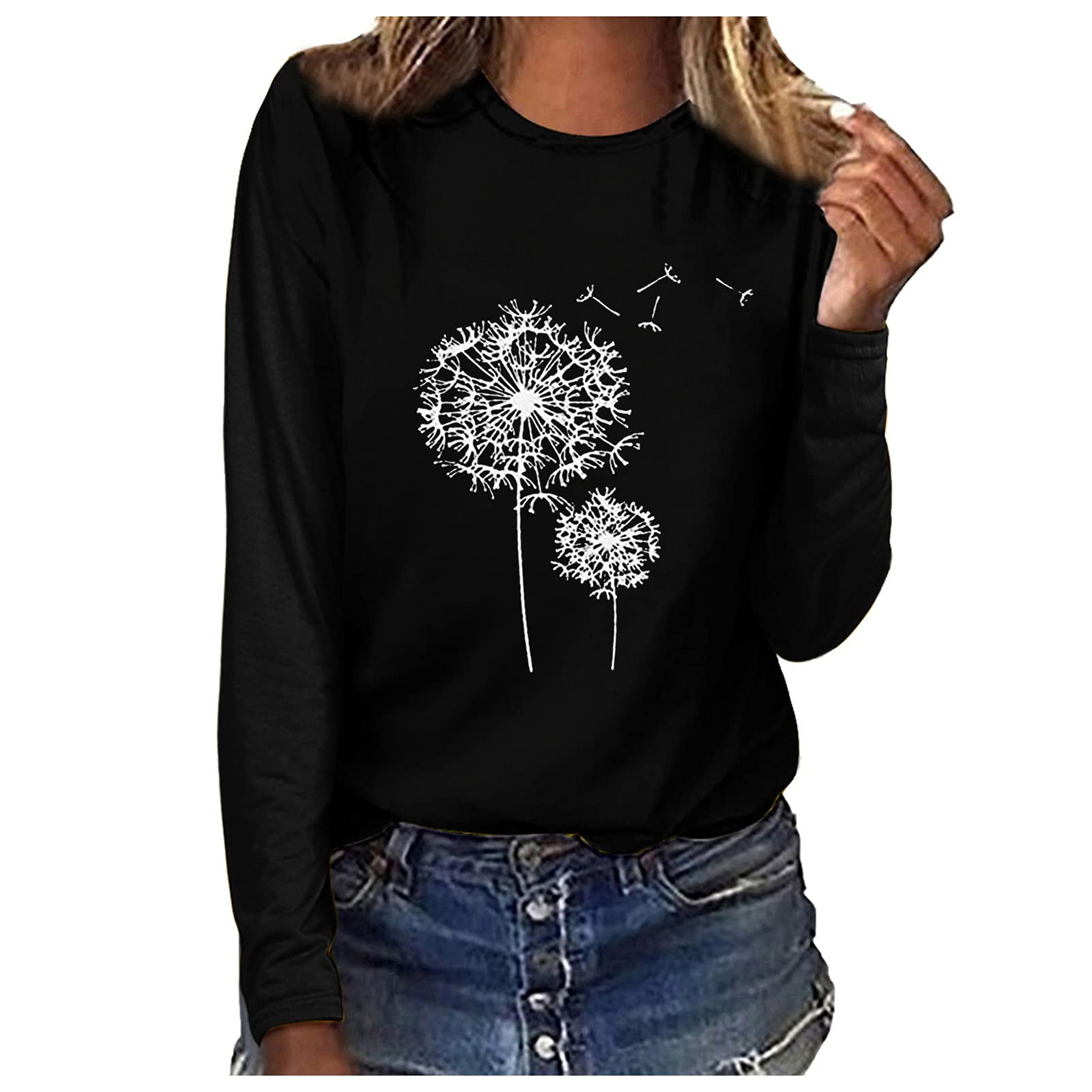 Gillberry Women's Long Sleeve Crewneck T-Shirt - Loose Fit Casual Top for Everyday Wear | Perfect for Work, Lounge & Fall Outfits