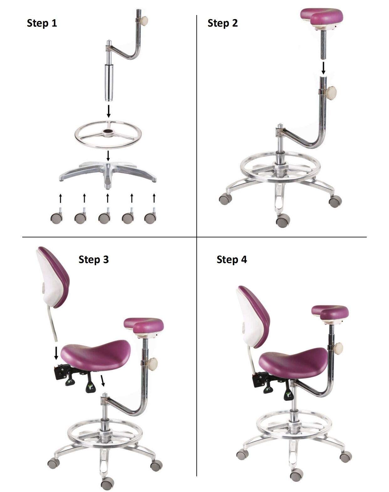 Premium PU Leather Mobile Saddle Stool for Dentists & Medical Professionals - Adjustable Height Ergonomic Dental Assistant Chair with Ivory Finish - Perfect for Clinics, Hospitals & Office Workstations