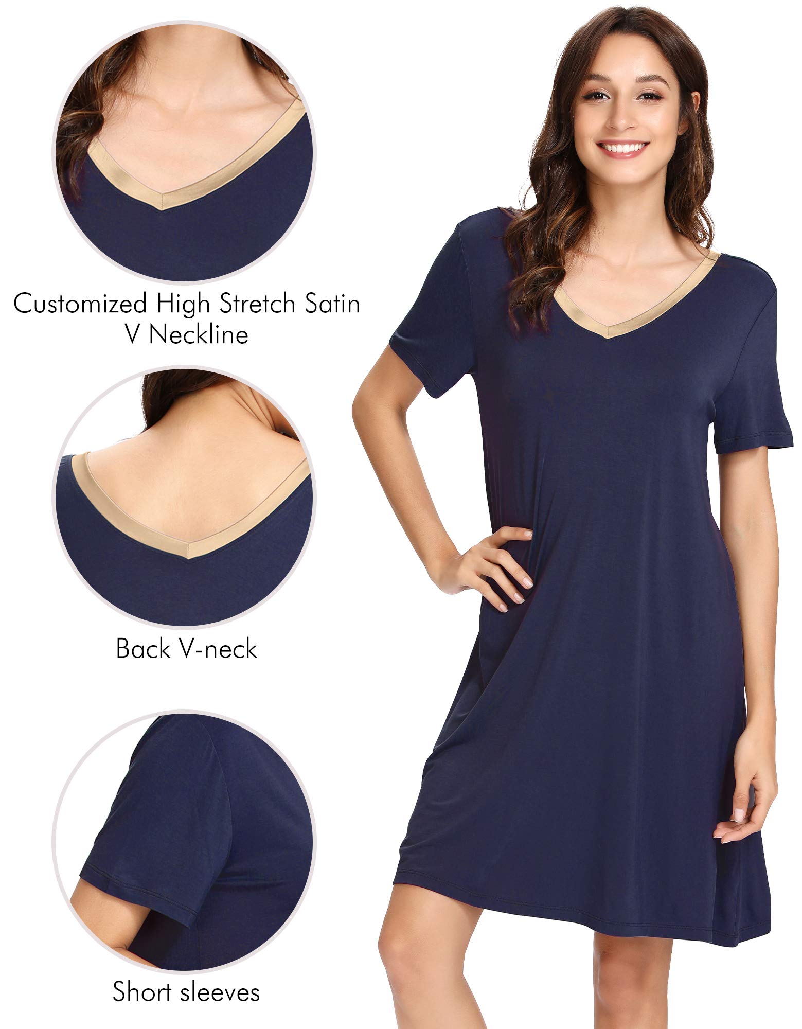 Soft Bamboo Viscose Nightgowns for Women - Comfortable Plus Size Sleep Shirts & Short Sleeve Pajamas (Sizes S-4X) - Perfect for Relaxing at Home or Summer Nights