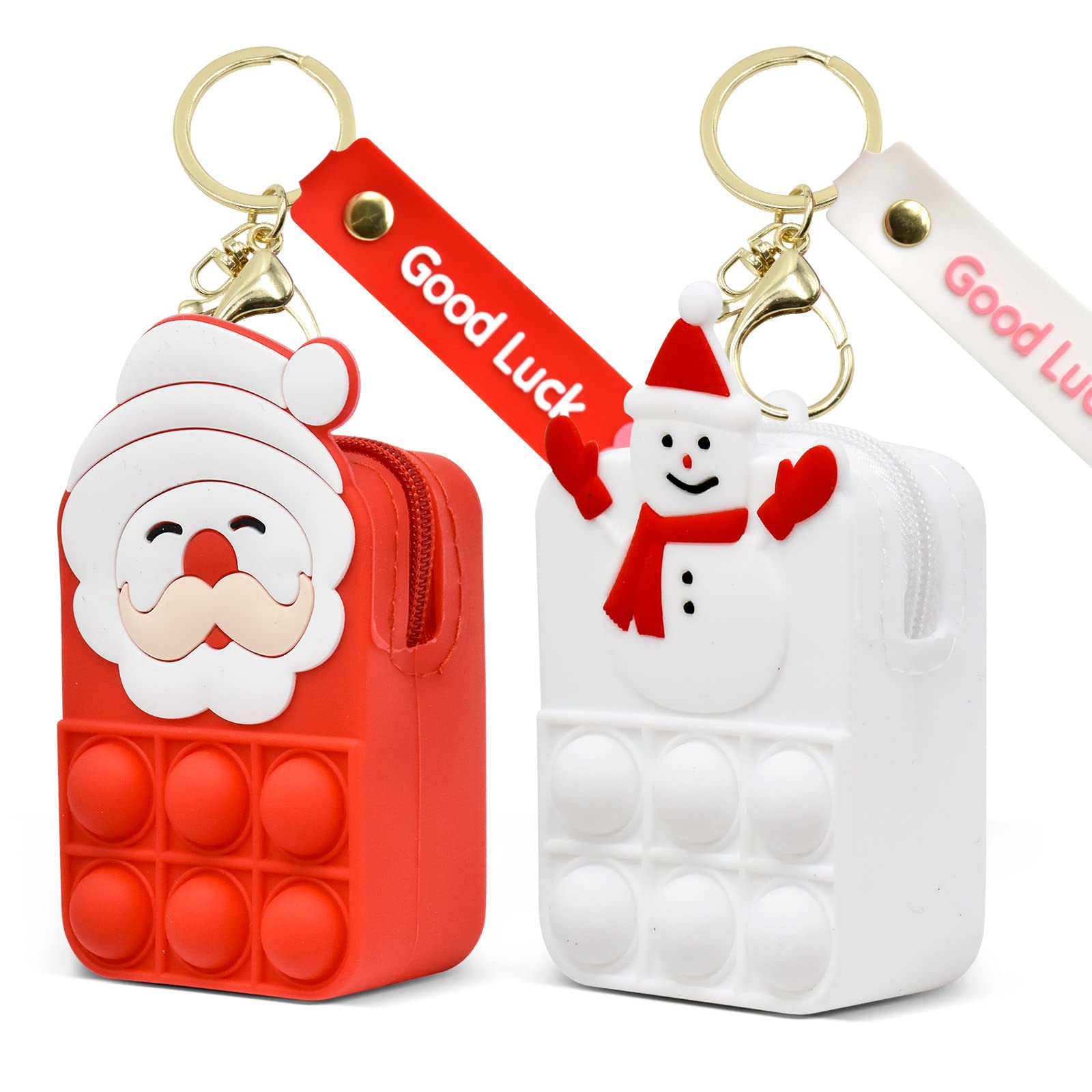 ROLEES Pop Coin Purse - Rainbow Santa & Snowman Silicone Fidget Toy for Stress Relief | Sensory Bubble Popper for Kids | Perfect for School, Parties & Birthday Gifts | Great for ADHD, Anxiety & Classroom Focus