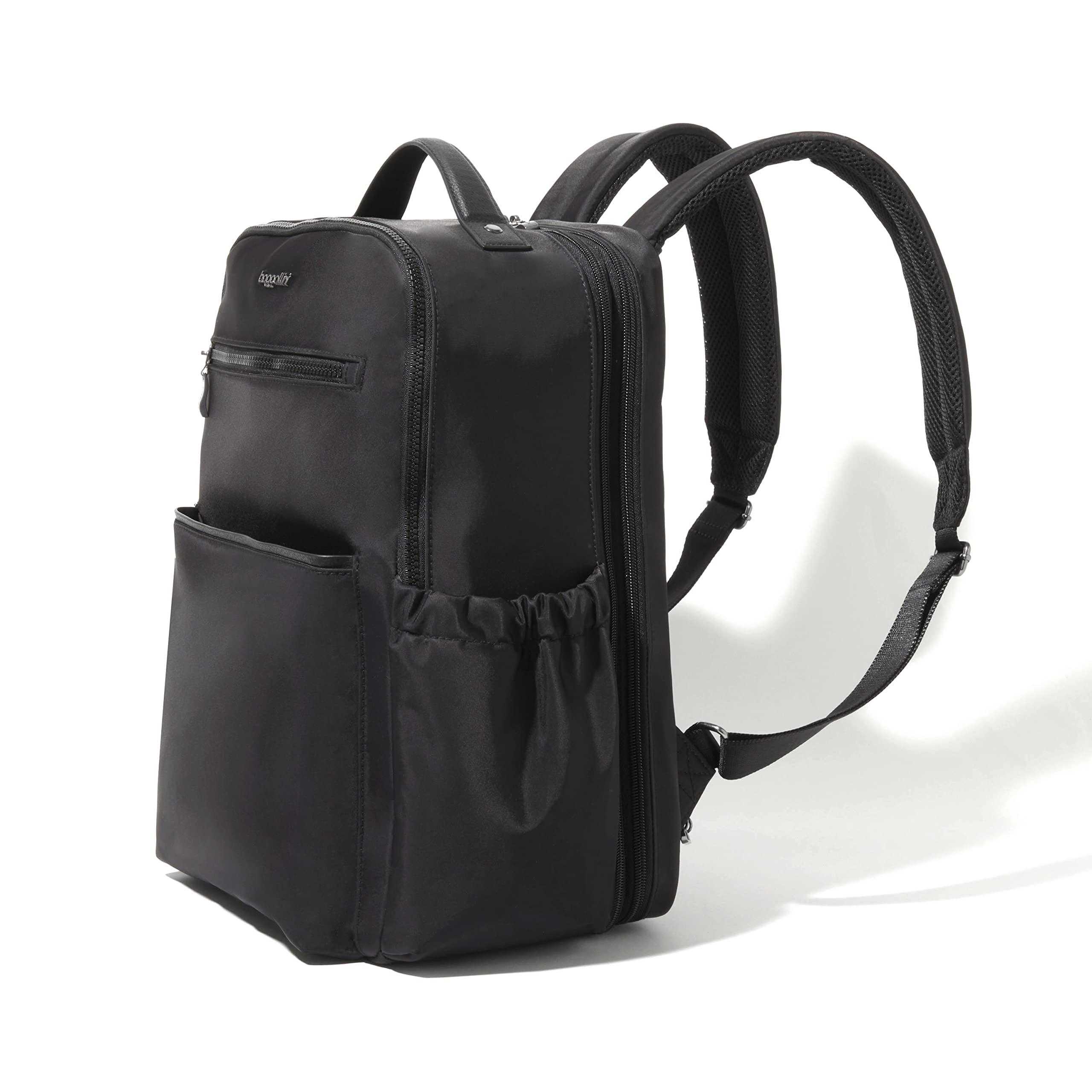 Baggallini Women's Tribeca Expandable Laptop Backpack - Black Twill - Stylish & Functional Work Bag for Office, Travel & Commuting