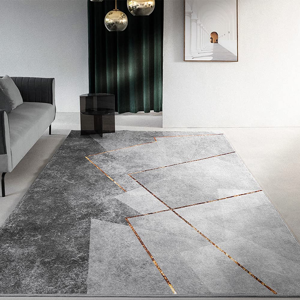 LITA Modern Abstract Geometric Area Rug 5' x 8' - Soft Non-Shedding Grey Indoor Carpet for Living Room, Bedroom & Dining Room - Perfect for Home Decor, Office Spaces and Cozy Interior Design