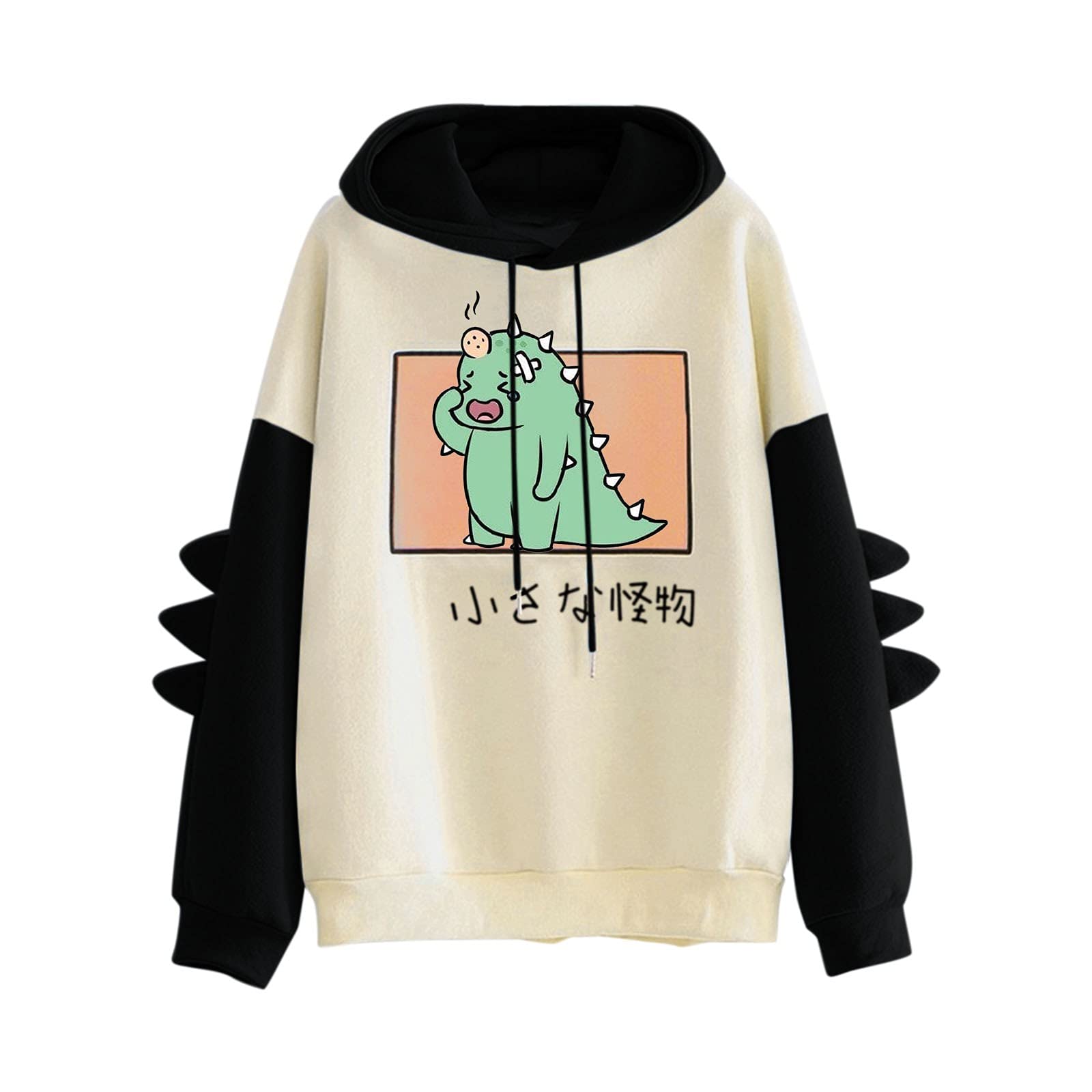 INNOVIERA Plus Size Women's Dinosaur Hoodie - Cute Kawaii Cartoon Pullover Sweatshirt for Casual Wear | Perfect for Lounge, Street Style & Anime Fans