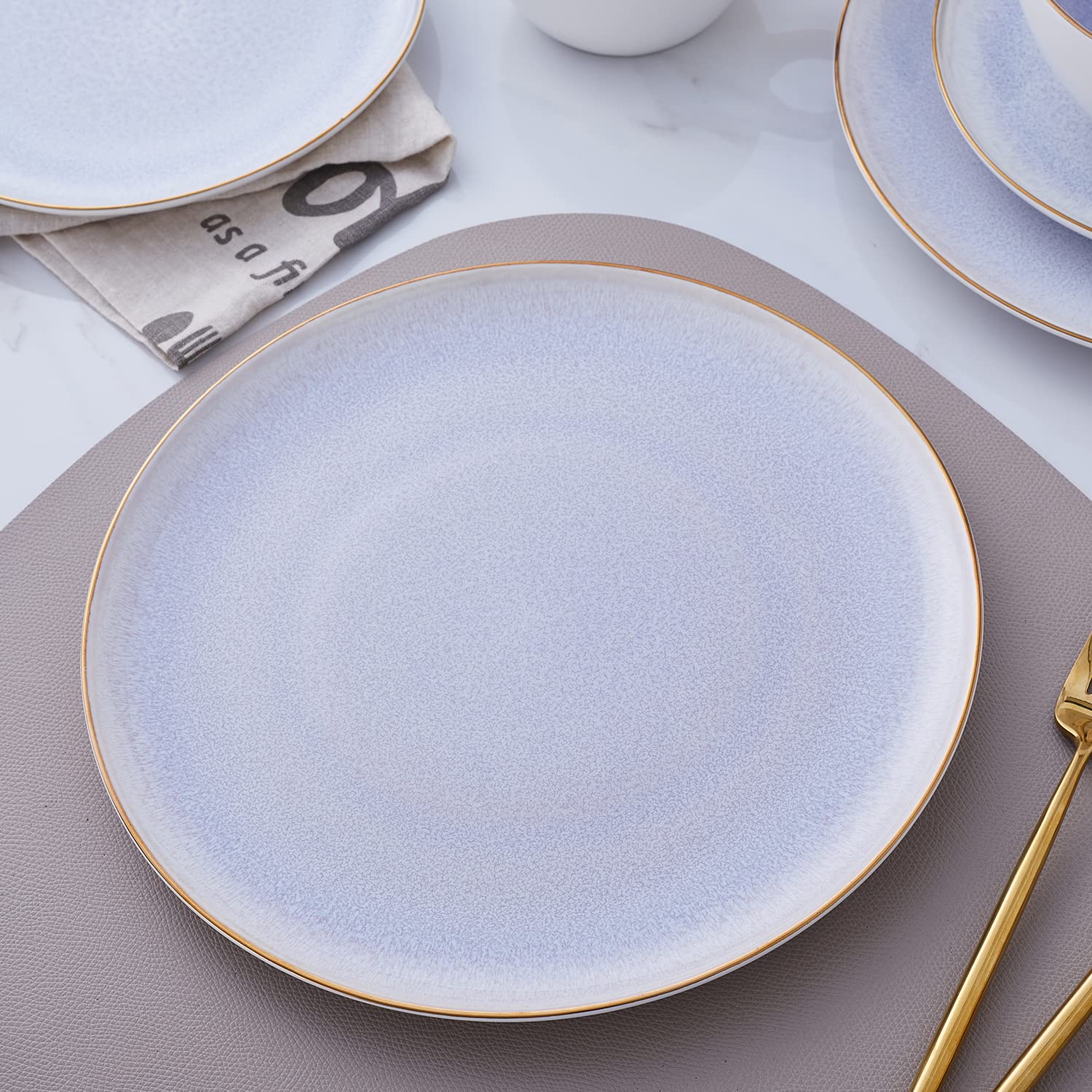 Premium Stone Lain Porcelain Dinner Plate Set - 4 Elegant Lavender Plates, Josephine Collection for Fine Dining & Home Entertaining