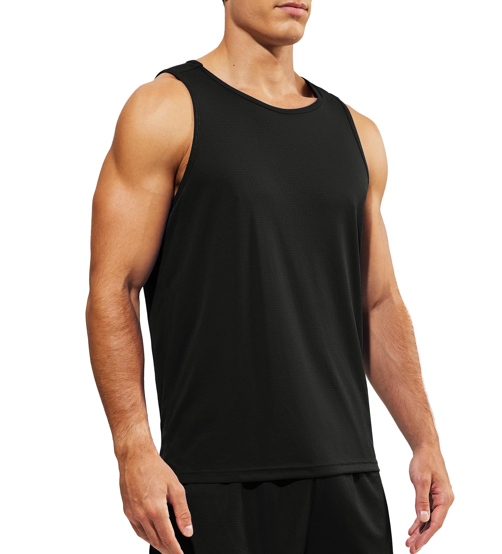 MIER Men's Quick Dry Tank Tops - Breathable Athletic Gym Shirts for Running, Swimming & Workout - Moisture Wicking Sleeveless Muscle Shirts for Beach & Sports Activities