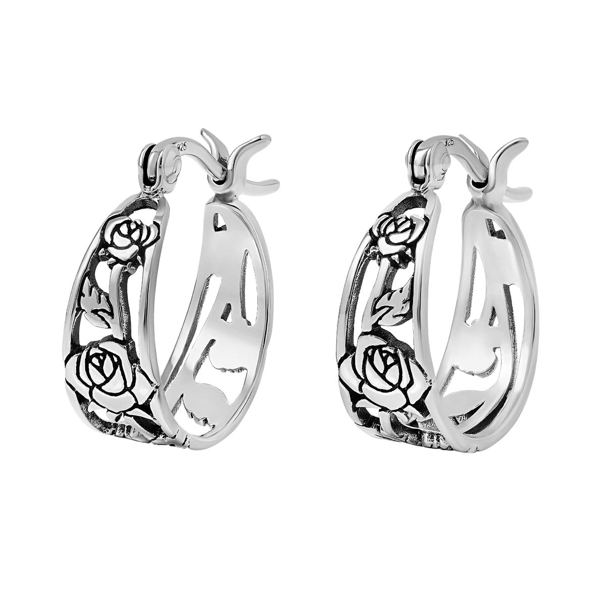 Fallen Roses Hoop Earrings - Vintage Floral Dangle Earrings for Women | Perfect for Weddings, Parties & Everyday Wear