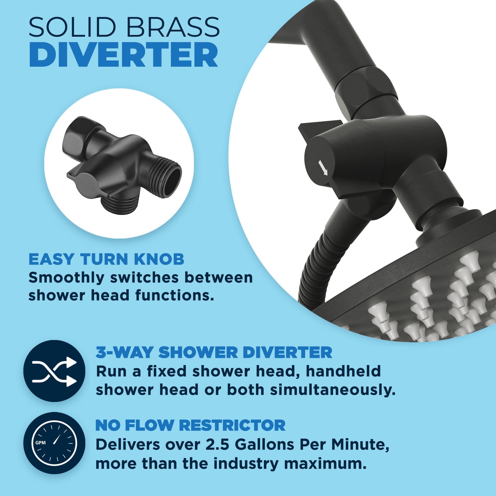 Premium All-Metal Dual Shower Head with Adjustable Slide Bar - 2.5 GPM Water Saving Shower System with Diverter & Shower Arm - Perfect for Spa-Like Experience in Master Bathroom or Guest Bath
