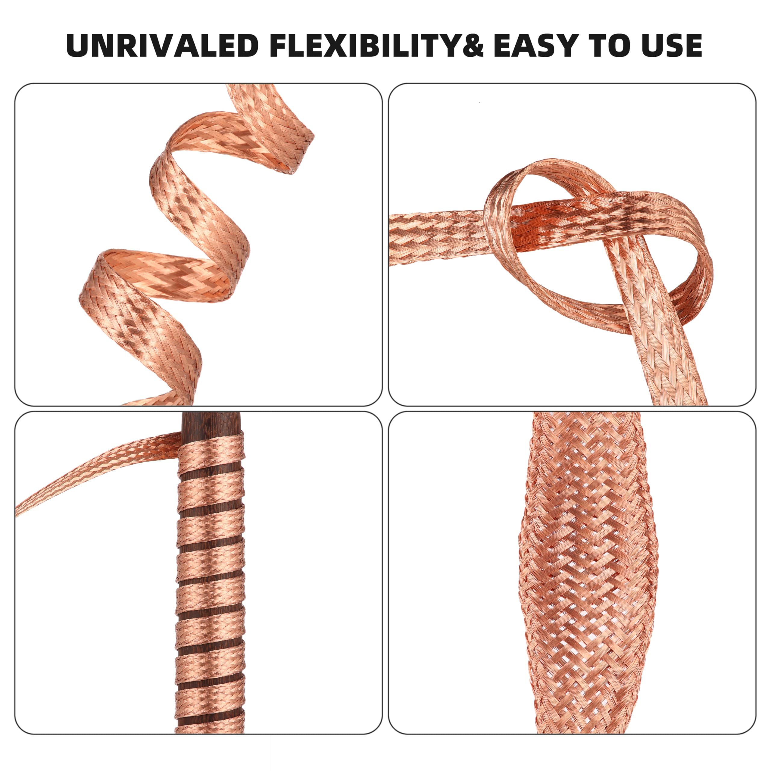 10FT Flat Copper Braid Grounding Cable - 5/8