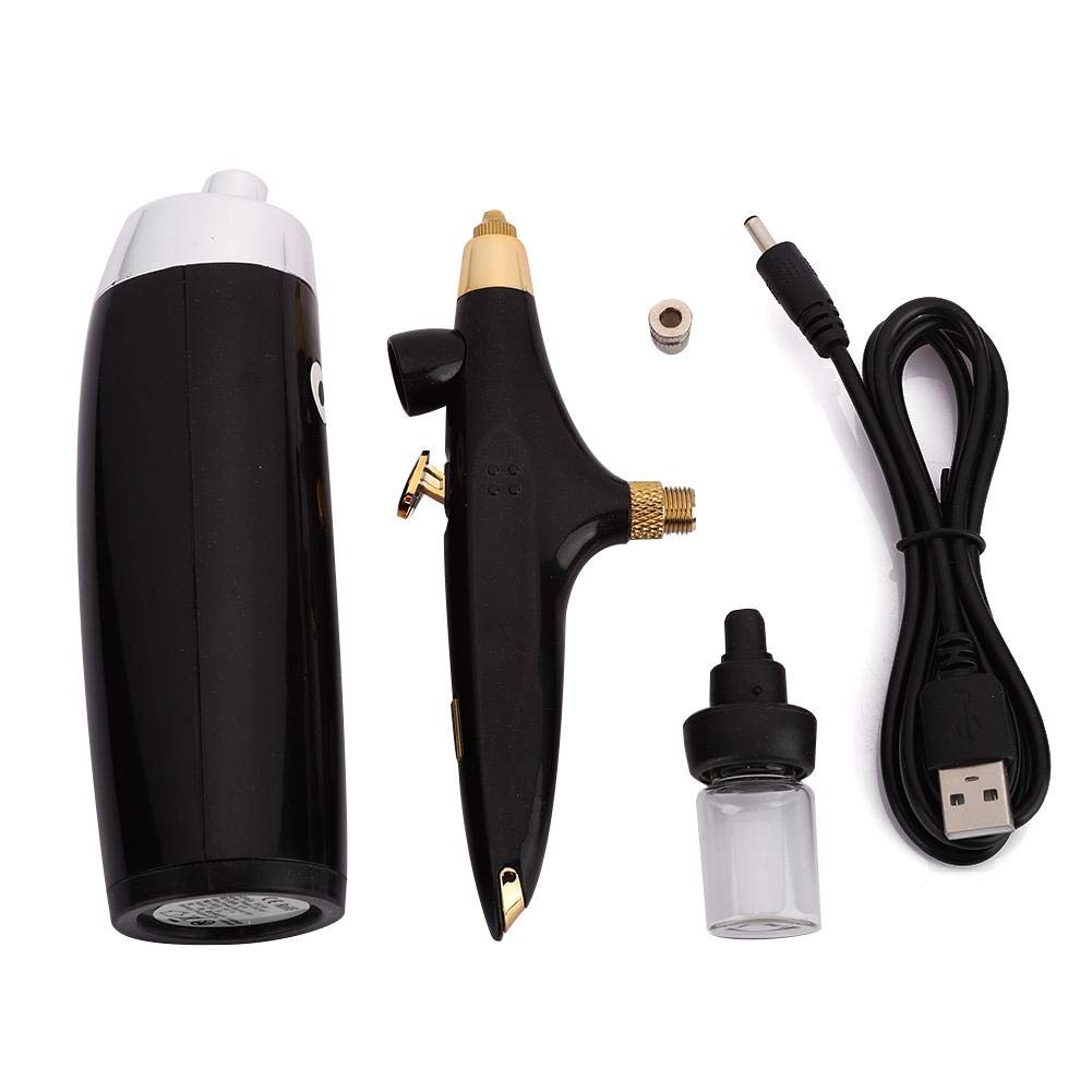 Portable Airbrush Kit - Professional Handheld Air Compressor with Airbrush Gun for Makeup, Tattoo, Nail Art, Face Painting & Cake Decorating | Perfect for Home, Salon & DIY Beauty Projects (Black)
