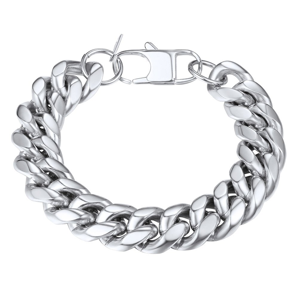 PROSTEEL Stainless Steel Cuban Link Bracelet for Men & Women - Black & 18K Gold Plated, 4.8mm/6mm/10mm/14mm Width, 19cm/21cm Length - Fashion Jewelry Gift for Anniversary, Birthday & Special Occasions