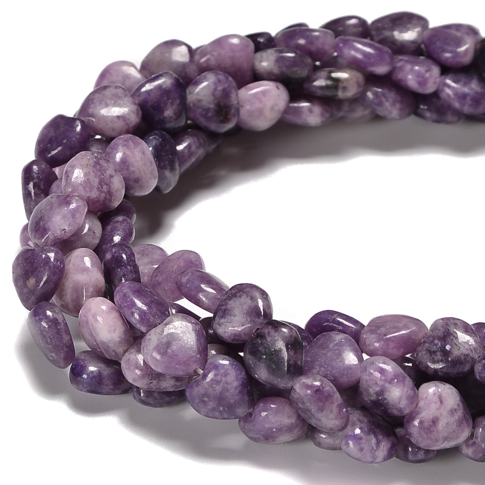 Lepidolite Heart Shaped Beads - 8mm, 10mm, 12mm Healing Stone Beads - 15.5 Inch Strand for Jewelry Making, Meditation & Stress Relief