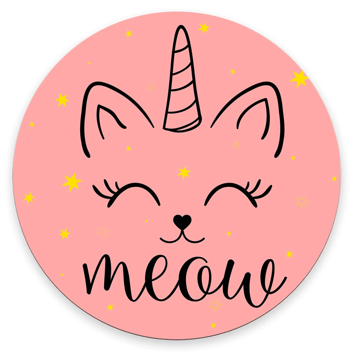 Adorable Unicorn Cat Mouse Pad - Cute Meow Print Round Desk Accessory for Office & Gaming | Pink Funny Cat Mousepad for Computer, Laptop & Workspace Decor