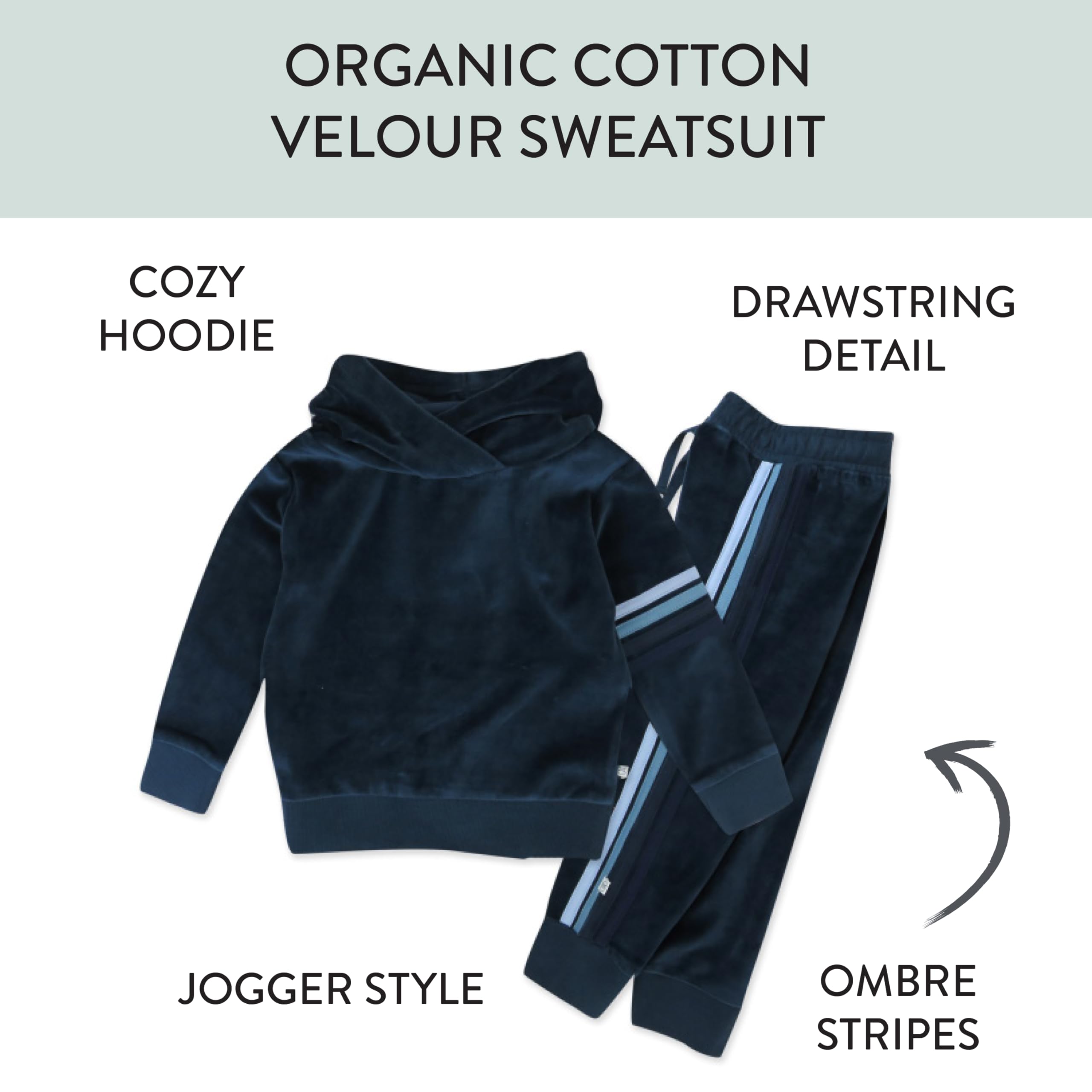 HonestBaby Velour Pullover Hoodie & Zip Front Sweatshirt with Jogger Sweatpants Set - Cozy Outfit for Toddlers, Baby Boys & Girls - Perfect for Playdates, Daycare & Family Outings
