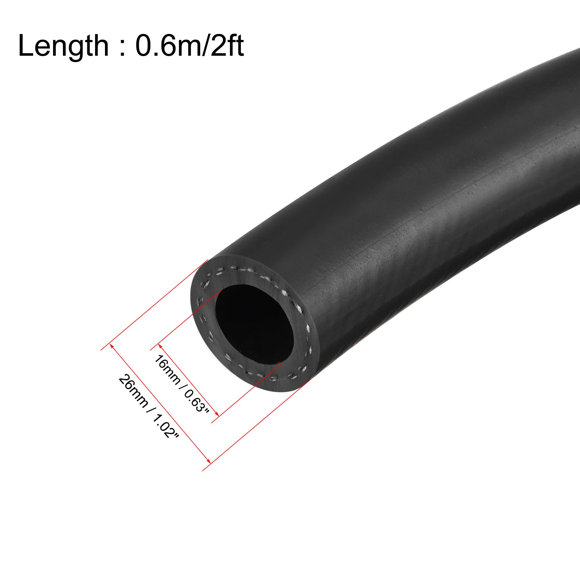 uxcell 16mm ID 27mm OD Black Fuel Line Hose - 2ft Small Engine Oil Hose for Lawn Mowers, Generators & Power Tools | High Temperature Resistant Gasoline & Diesel Fuel Transfer