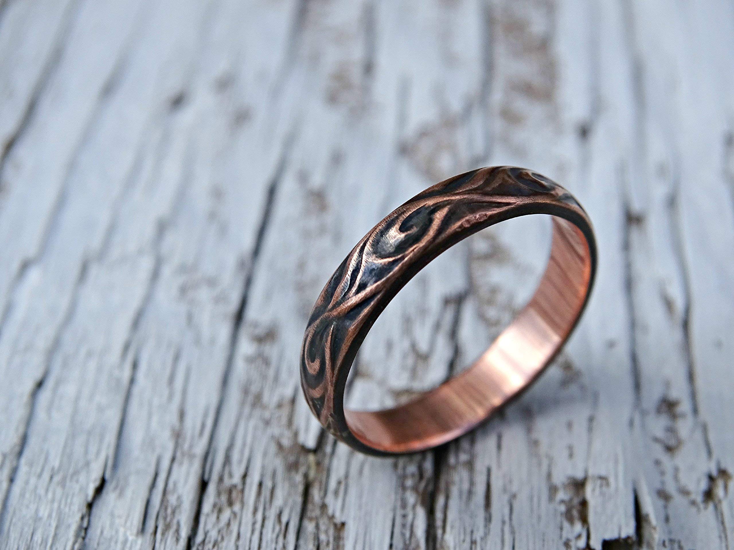 Textured Copper Ring for Men & Women - Handmade Wedding Band, Engagement Ring, Anniversary Gift - Perfect for 7th Year Celebration, Commitment Ceremonies & Personalized Jewelry - Ideal for Everyday Wear, Romantic Occasions & Special Gifts
