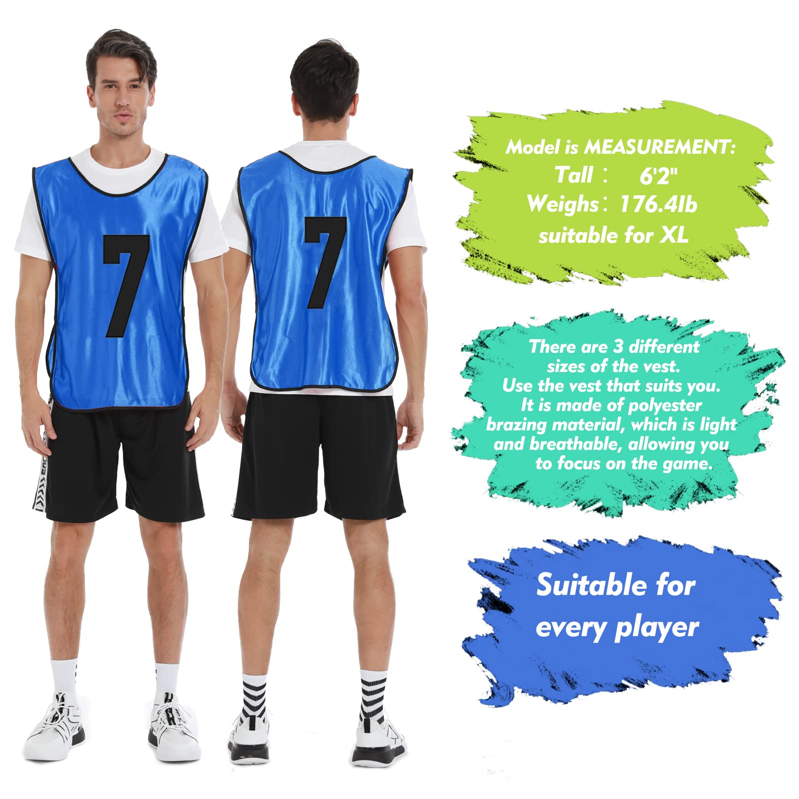 Scrimmage Training Vest 12 Pack - Reversible Soccer Pinnies for Adults & Youth - Numbered Practice Bibs for Team Sports - Perfect for Soccer, Basketball & Football Drills