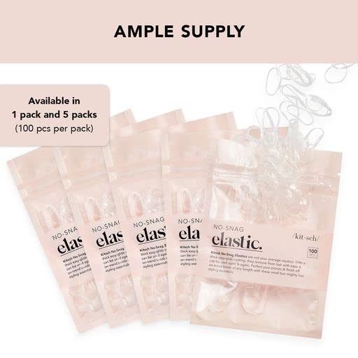 Kitsch No Snag Small Elastic Hair Ties - 500pcs Clear Rubber Bands for Women & Baby Hair - Gentle Hair Elastics for Ponytails, Braids & Updos - 5 Pack Non-Slip Hair Accessories for Daily Use & Workouts
