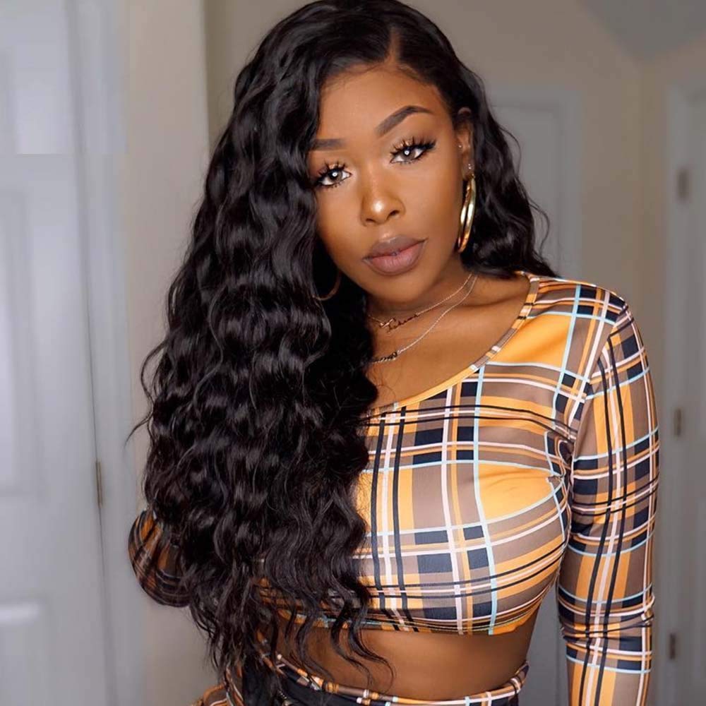 QUINLUX 13x4 HD Transparent Lace Front Wig - 20 Inch Brazilian Human Hair Deep Wave Glueless Wig for Women | Pre-Plucked 150% Density Invisible Hairline | Perfect for Daily Wear, Parties & Cosplay