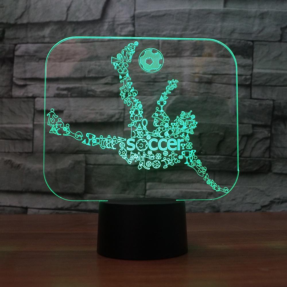 3D Soccer Night Light - 16 Color Changing LED Lamp with Remote Control, USB Powered, Acrylic ABS Base - Perfect for Kids Room Decor, Birthday & Christmas Gifts, Sports Themed Bedroom Lighting