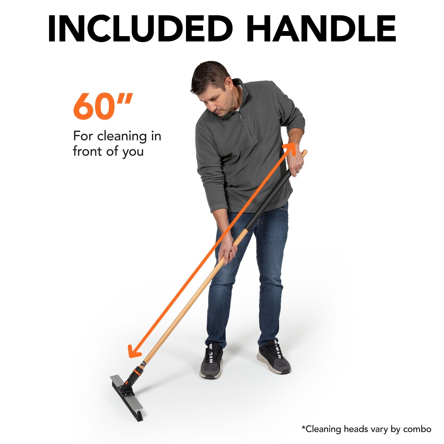 Premium 24-Inch Floor Squeegee with 60-Inch Wooden Handle - Heavy-Duty Commercial & Home Cleaning Tool for Floors, Windows, and Garages