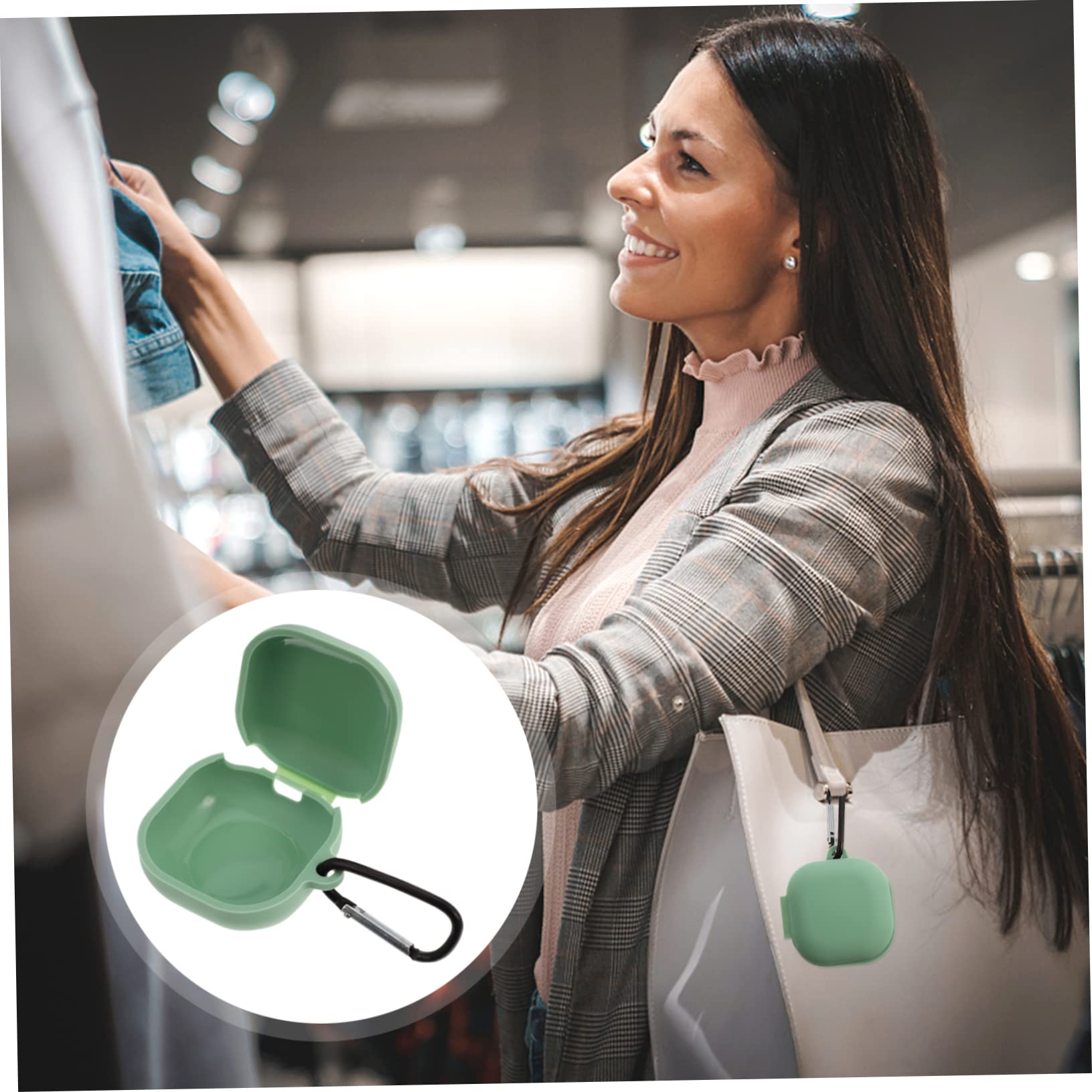 Angoily 2 Pack True Wireless Earbuds Case Cover - Silicone Protective Holder with Belt Clip for AirPods & Bluetooth Earbuds - Travel, Business & Gym Organizer for Men & Women
