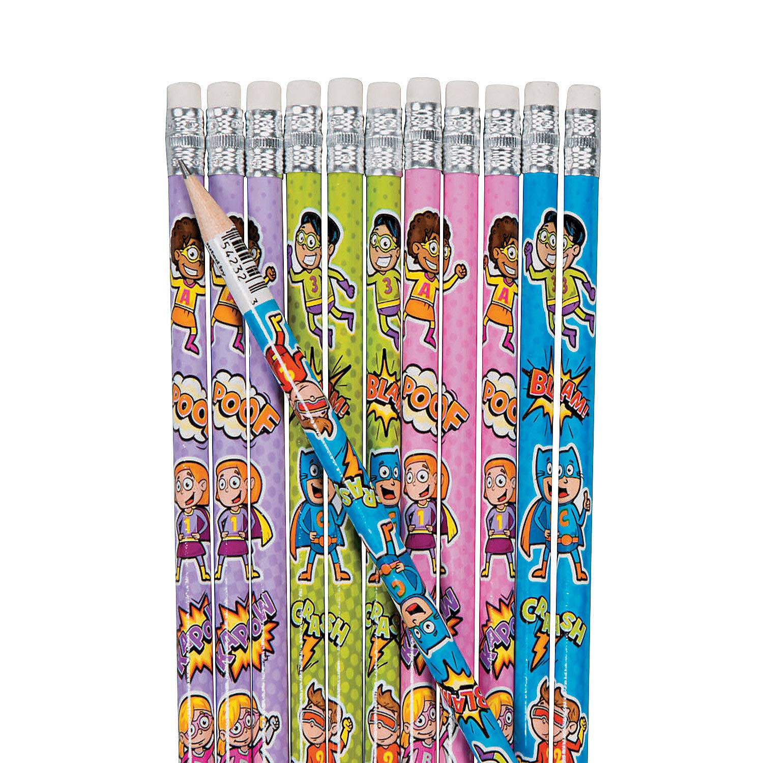 Fun Express Superhero Pencils - 24-Pack Printed School Supplies for Kids | Perfect for Classroom, Homework & Creative Drawing | Bulk Pencils for Teachers & Students